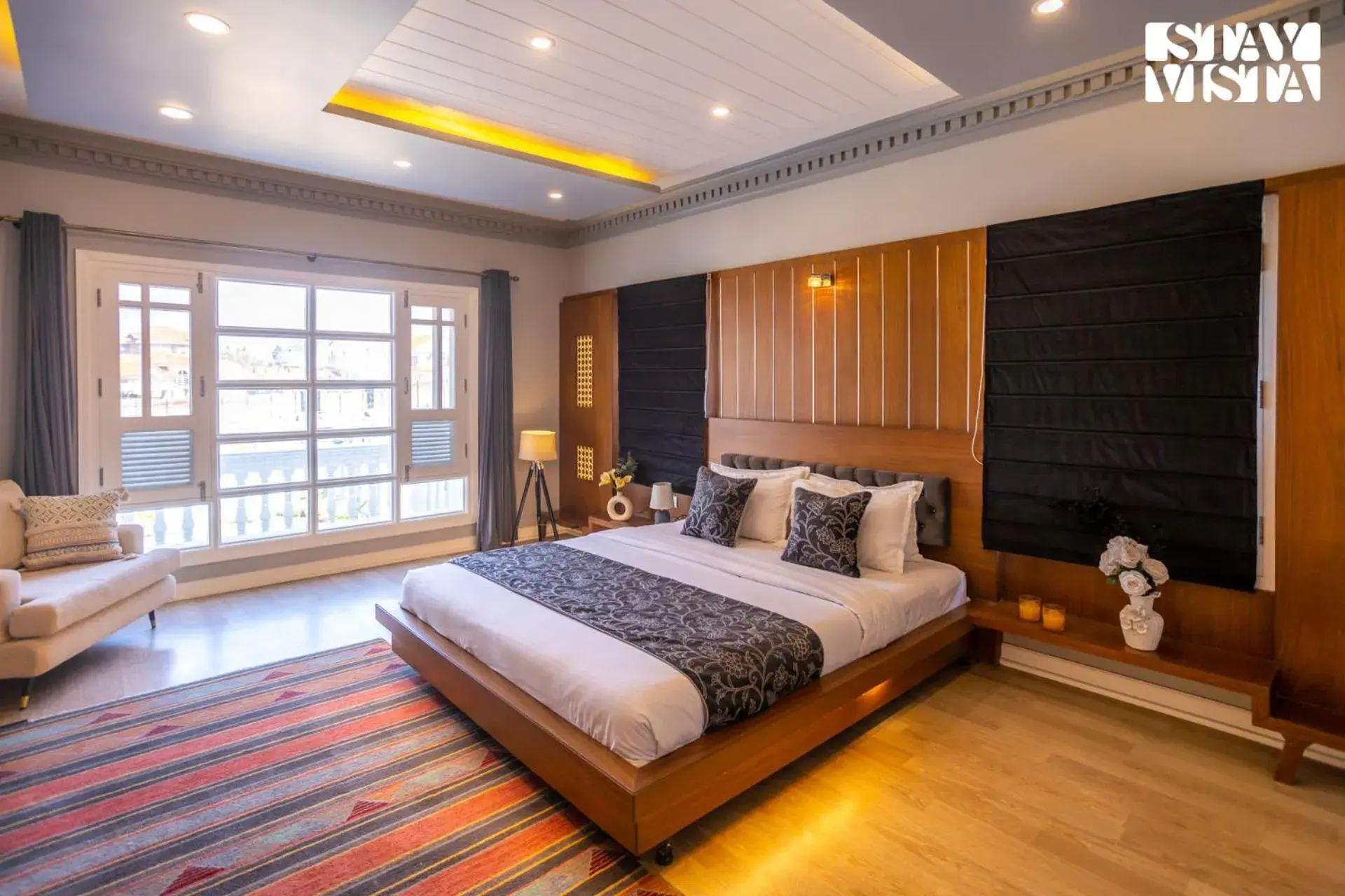 Bedroom, Bed in StayVista at Midsummer Moon - Mountain View with Courtyard Bedroom, Bed in StayVista at Midsummer Moon - Mountain View with Courtyard