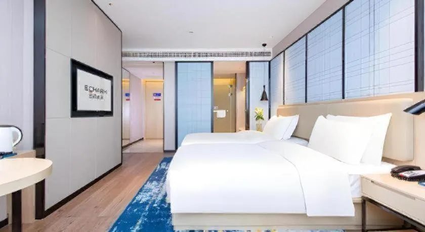 Bed in Echarm Hotel Wuhan Hankou Railway Station Zhuyeshan Metro Station