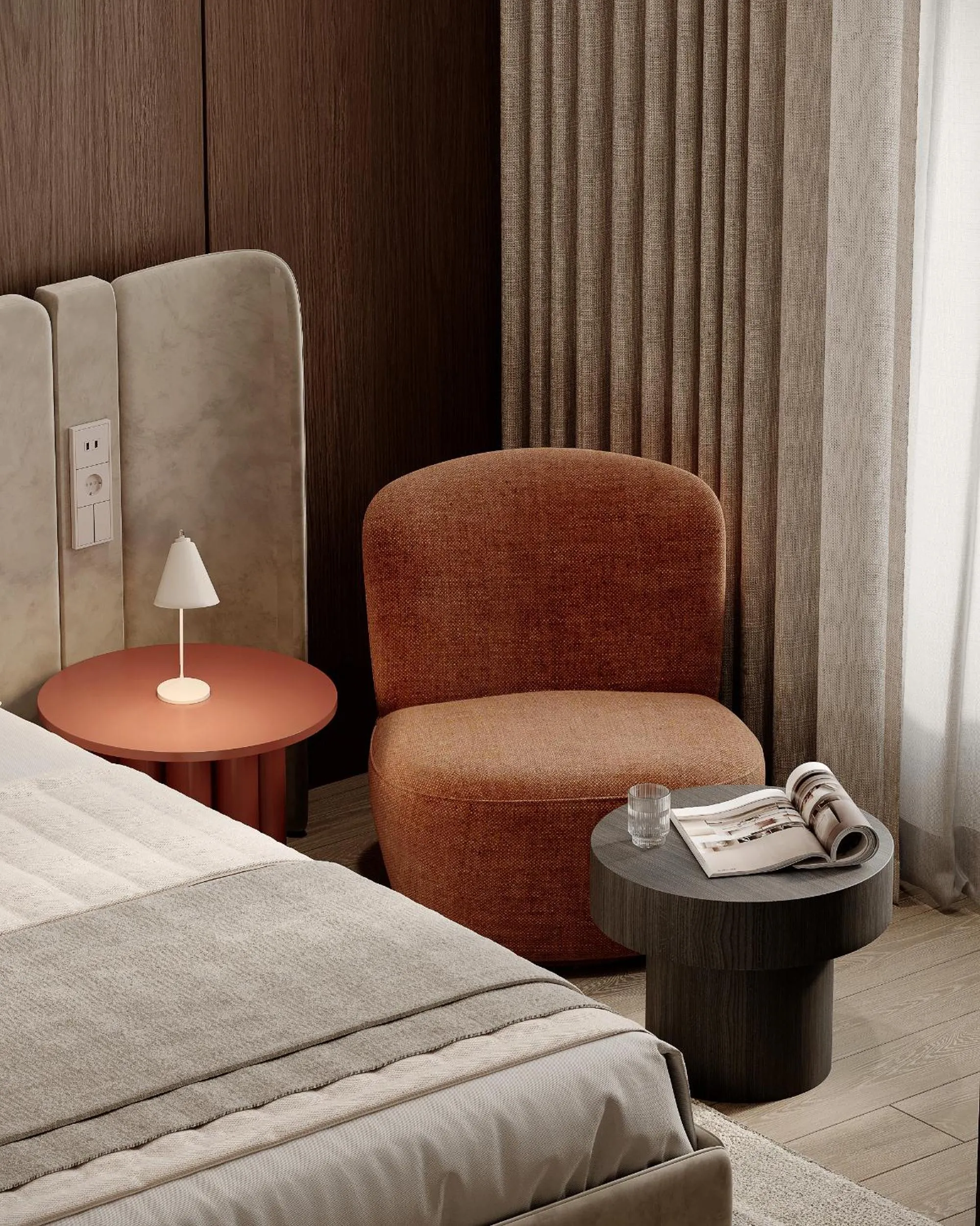 Seating area, Bed in House of Ble