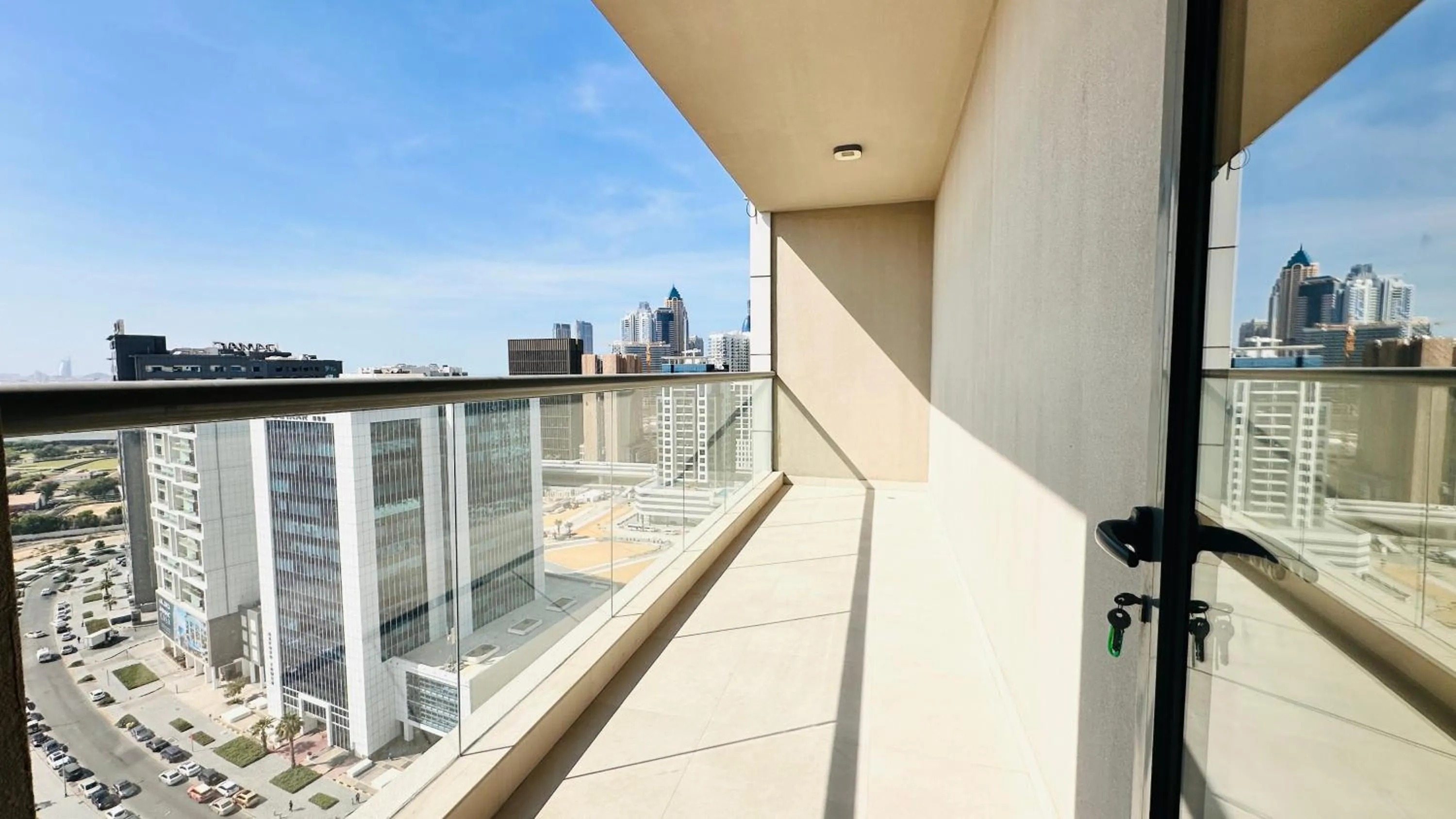 Facade/entrance in Upscale Apartment at Oval Tower Near Downtown with Balcony and Parking by Belvilla