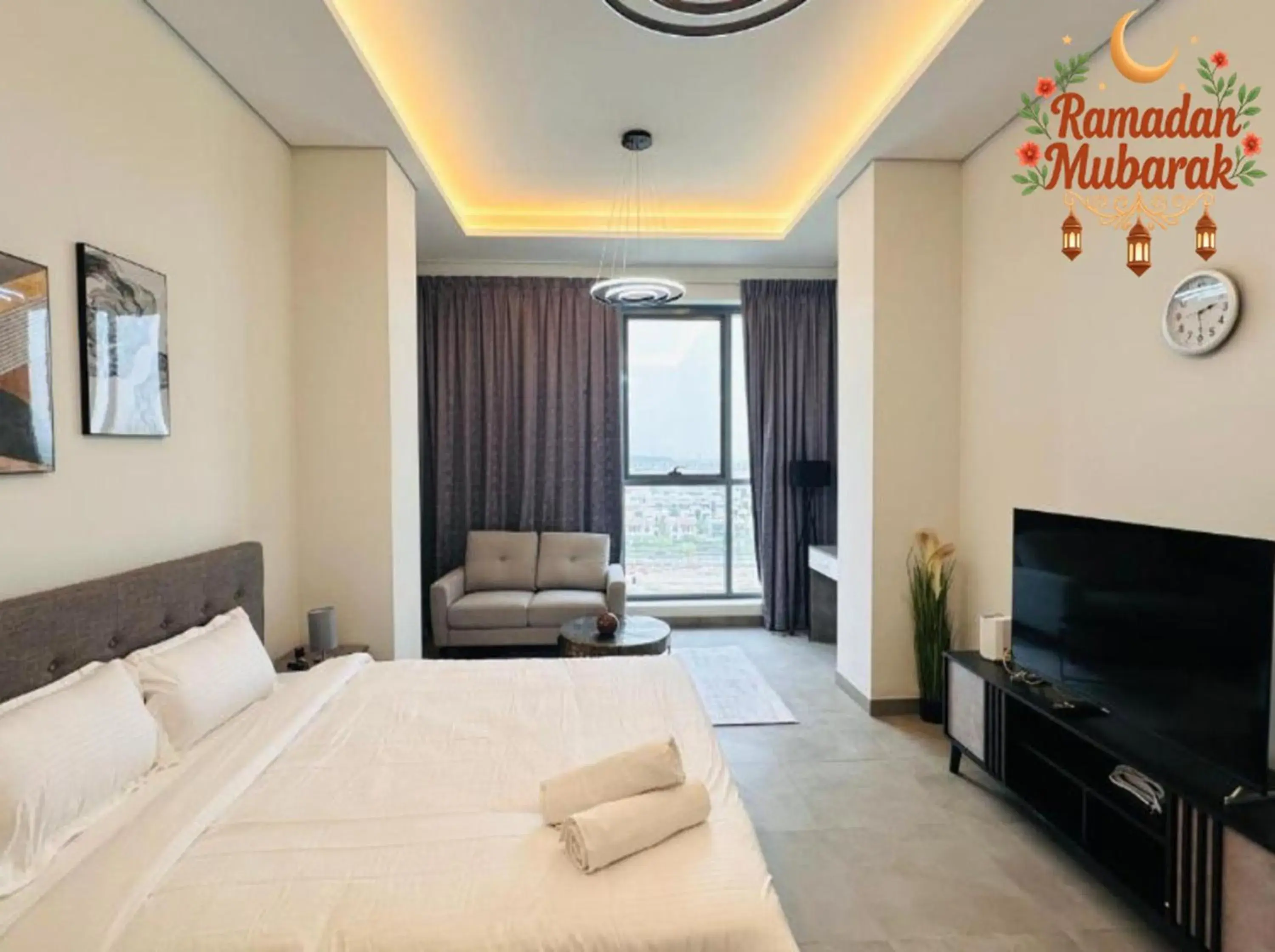 Photo of the whole room, Bed in Upscale Apartment at Oval Tower Near Downtown with Balcony and Parking by Belvilla Photo of the whole room, Bed in Upscale Apartment at Oval Tower Near Downtown with Balcony and Parking by Belvilla