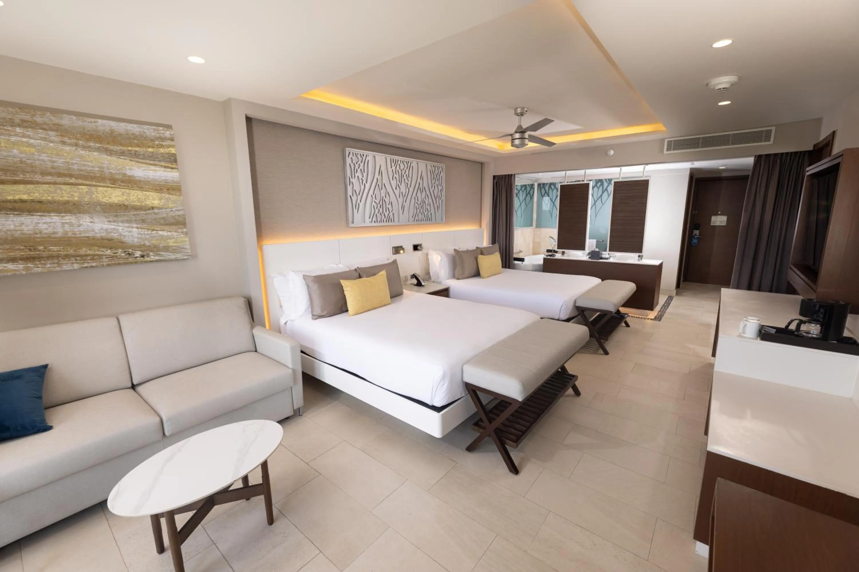 Seating area, Bed in Royalton Riviera Cancun, An Autograph Collection All-Inclusive Resort & Casino