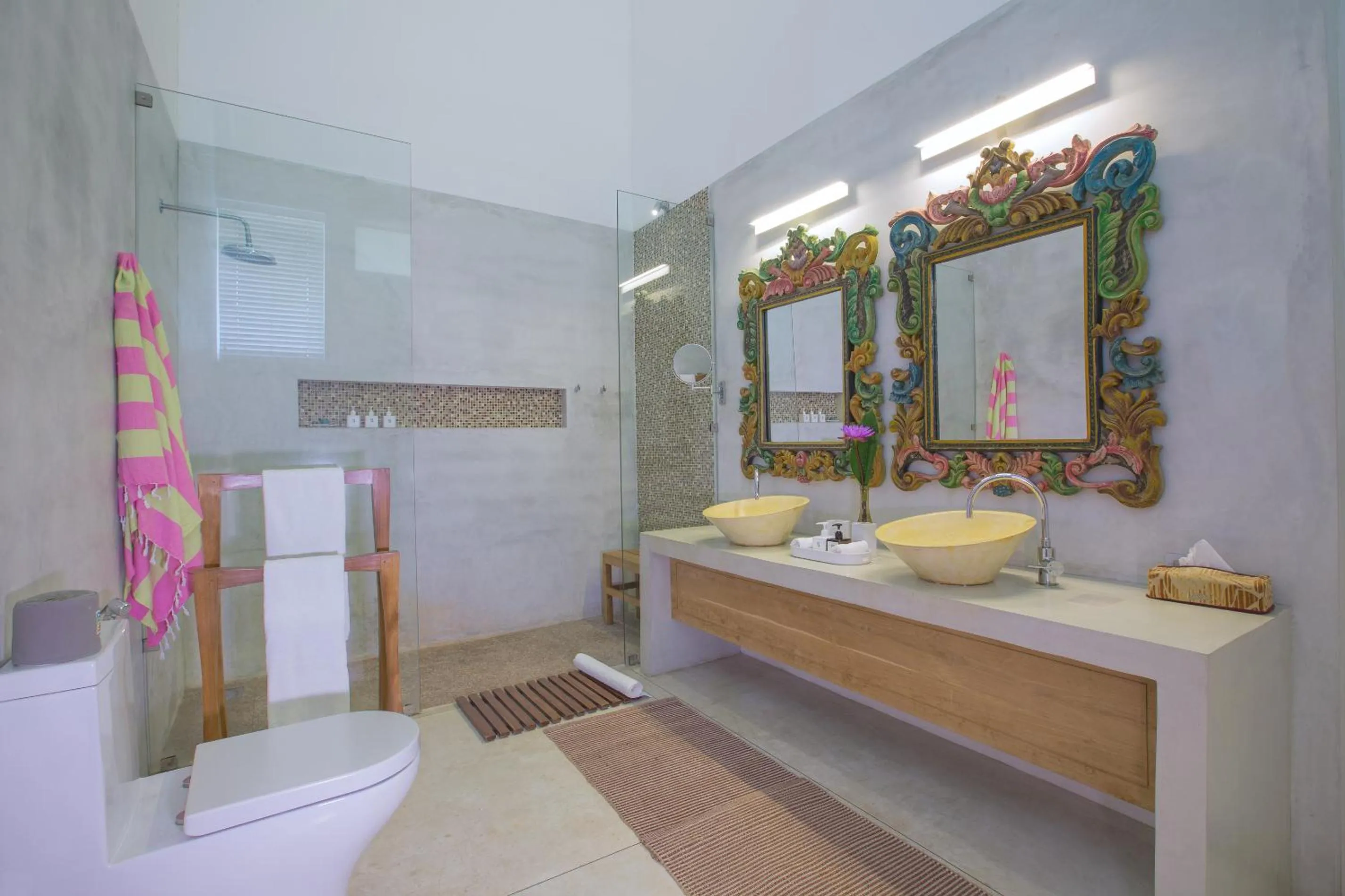 Bathroom in Sri Sharavi Beach Villas & Spa - with 43 metre saltwater infinity pool