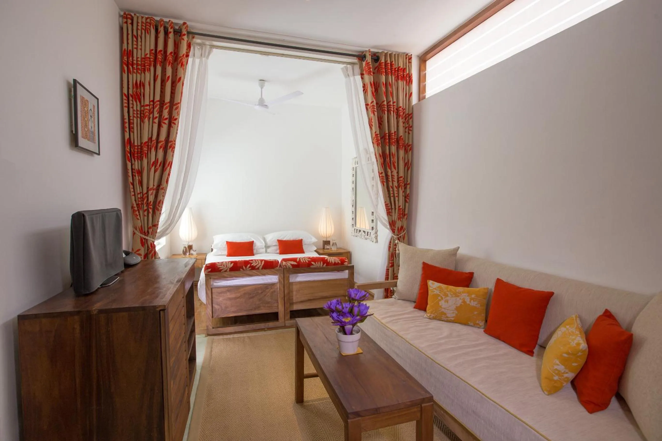 Bed in Sri Sharavi Beach Villas & Spa - with 43 metre saltwater infinity pool