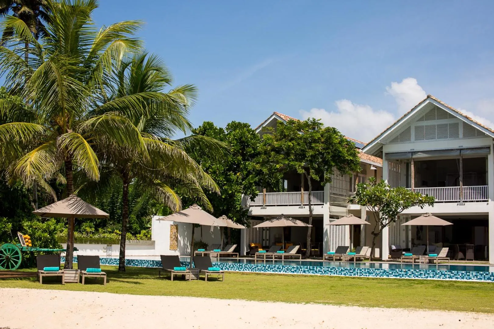 Garden view in Sri Sharavi Beach Villas & Spa - with 43 metre saltwater infinity pool