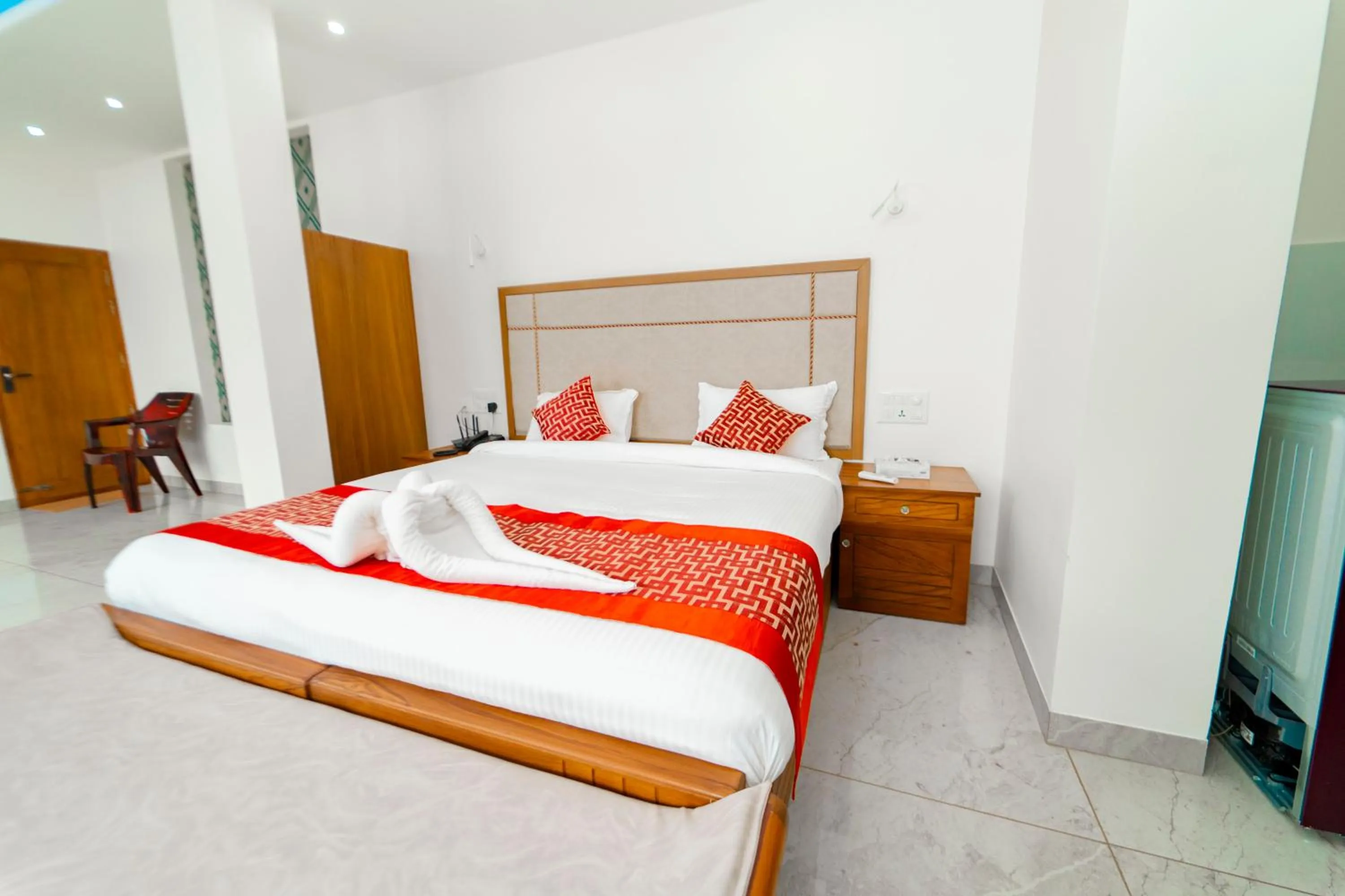 Bed in Skylar Seaview Beach Resort & Ayurveda Varkala