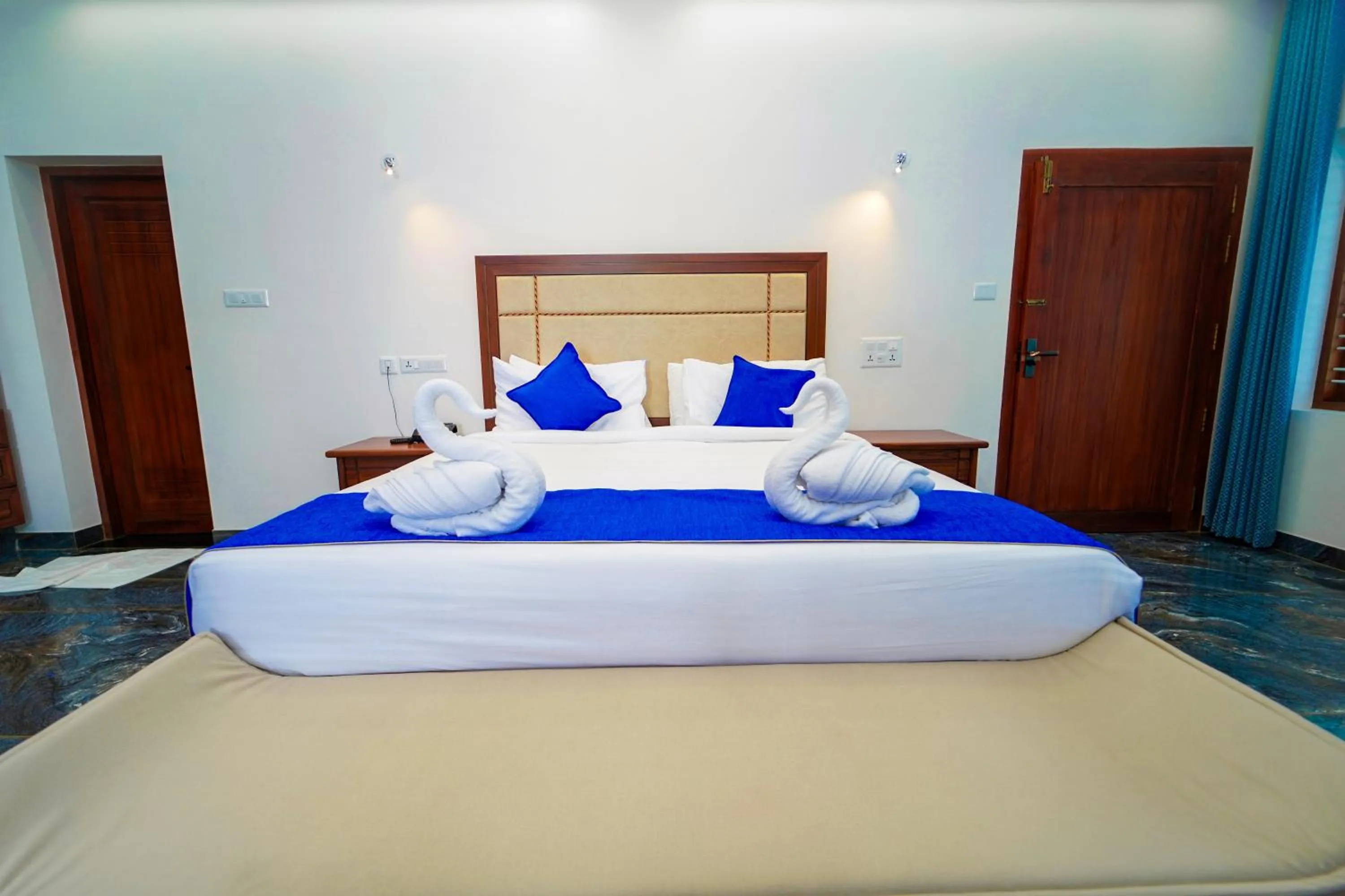 Bed in Skylar Seaview Beach Resort & Ayurveda Varkala