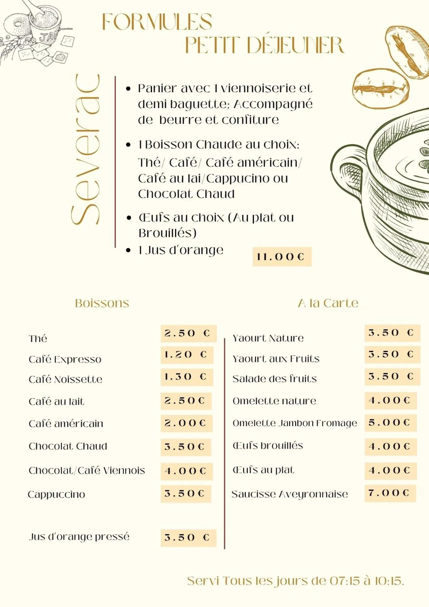 Breakfast in Hôtel de la Gare Sévérac