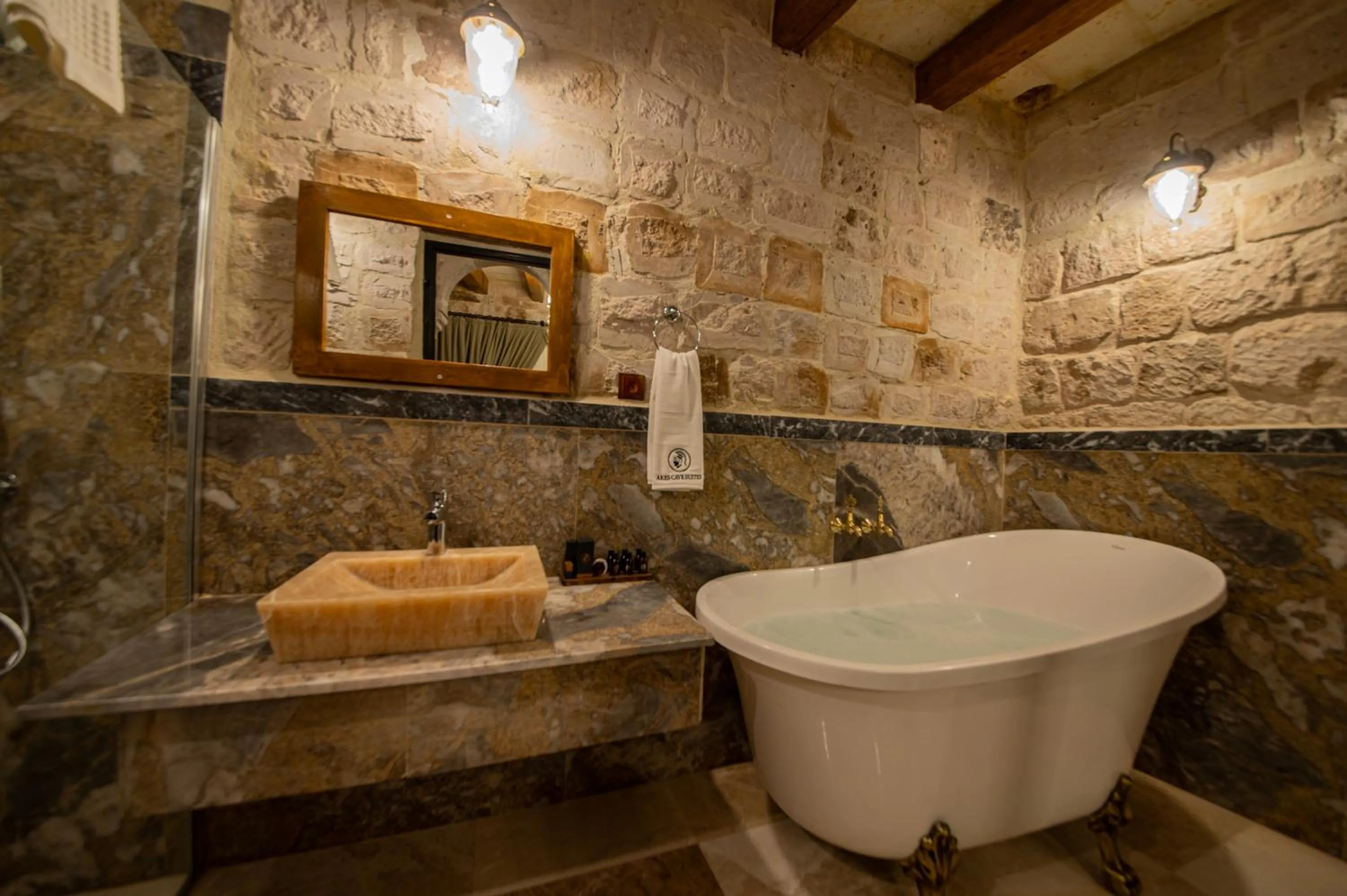 Shower in Ares Cave Suites