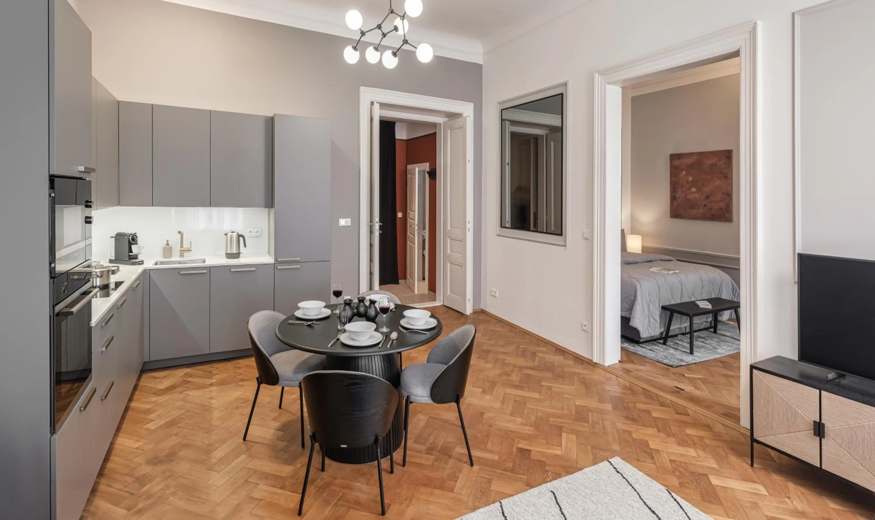 Kitchen or kitchenette in River Dance Suites by Adrez