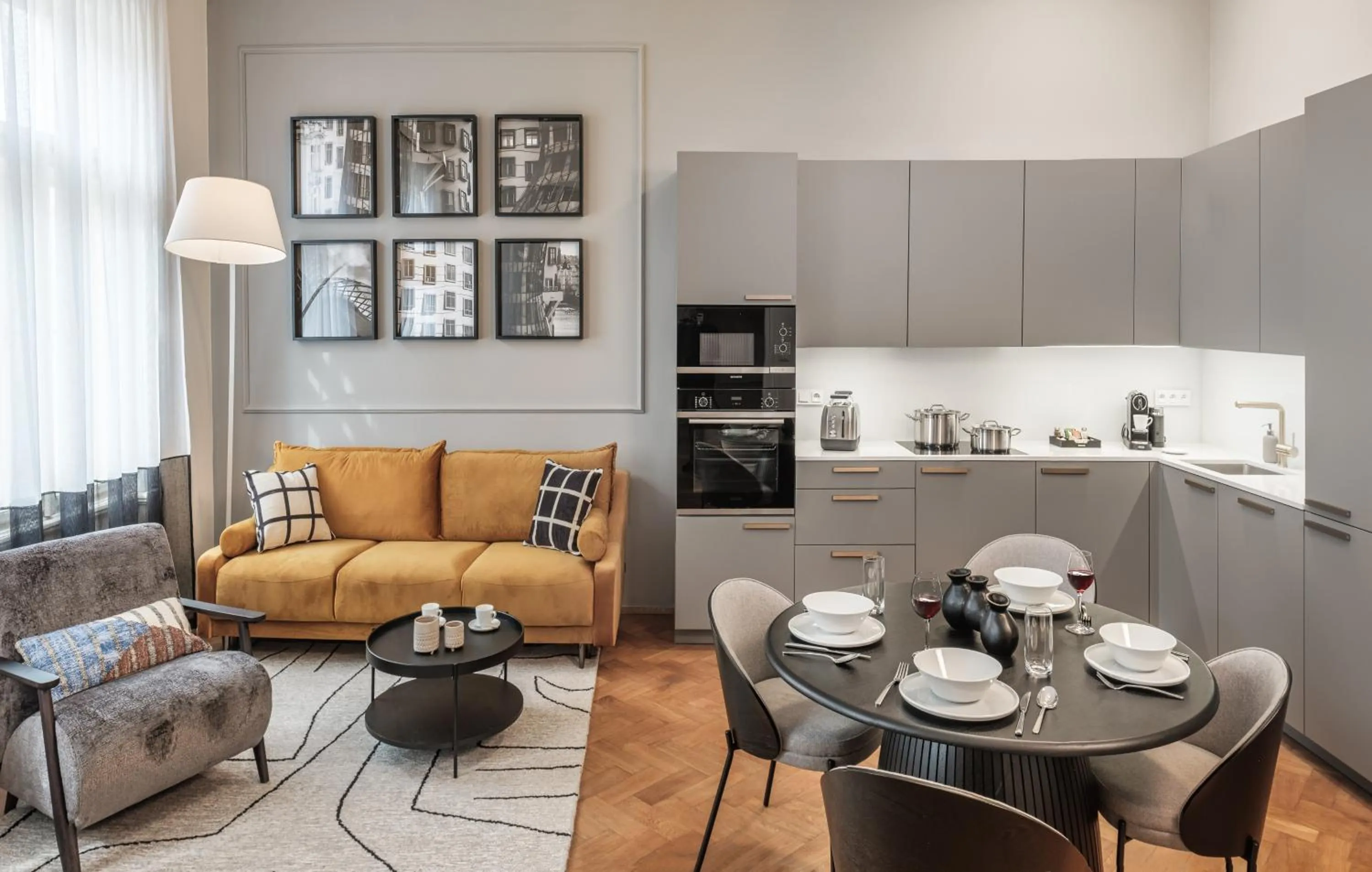 Kitchen or kitchenette in River Dance Suites by Adrez