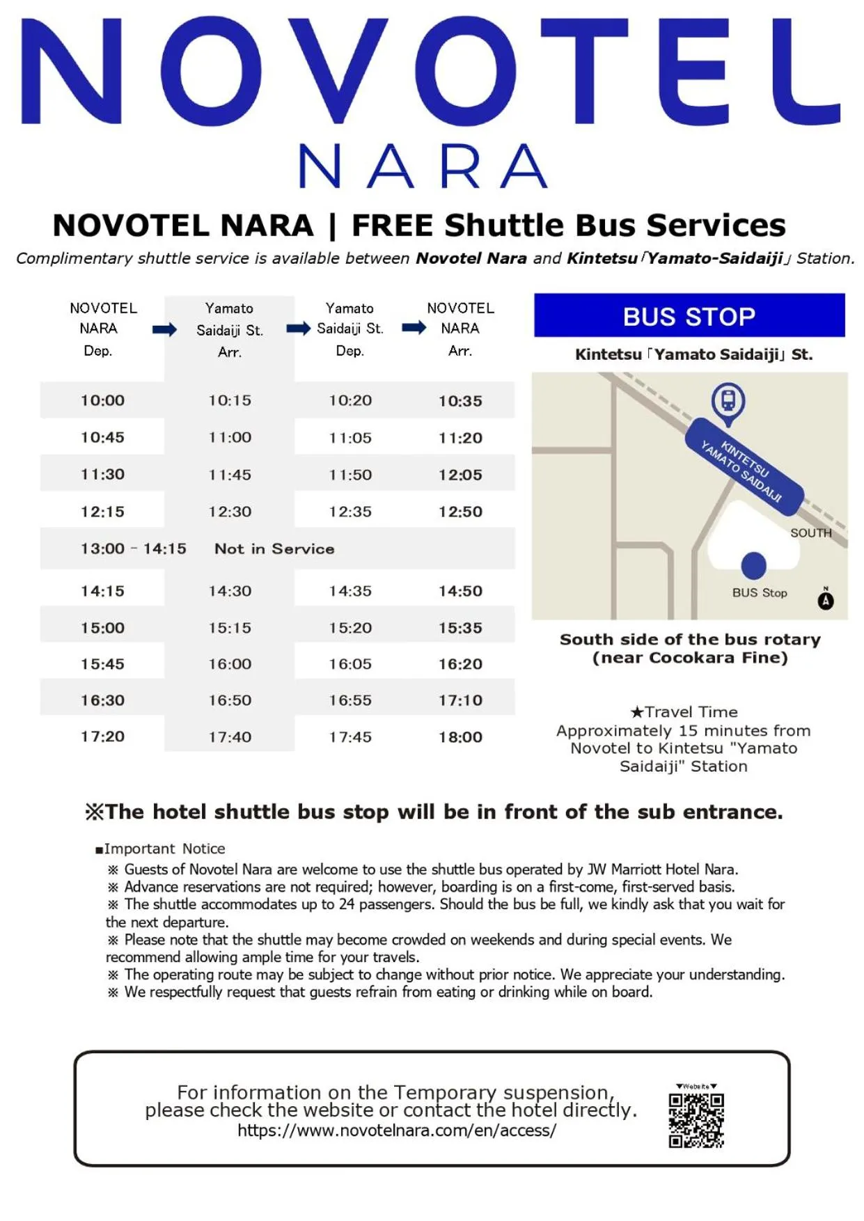 shuttle in Novotel Nara