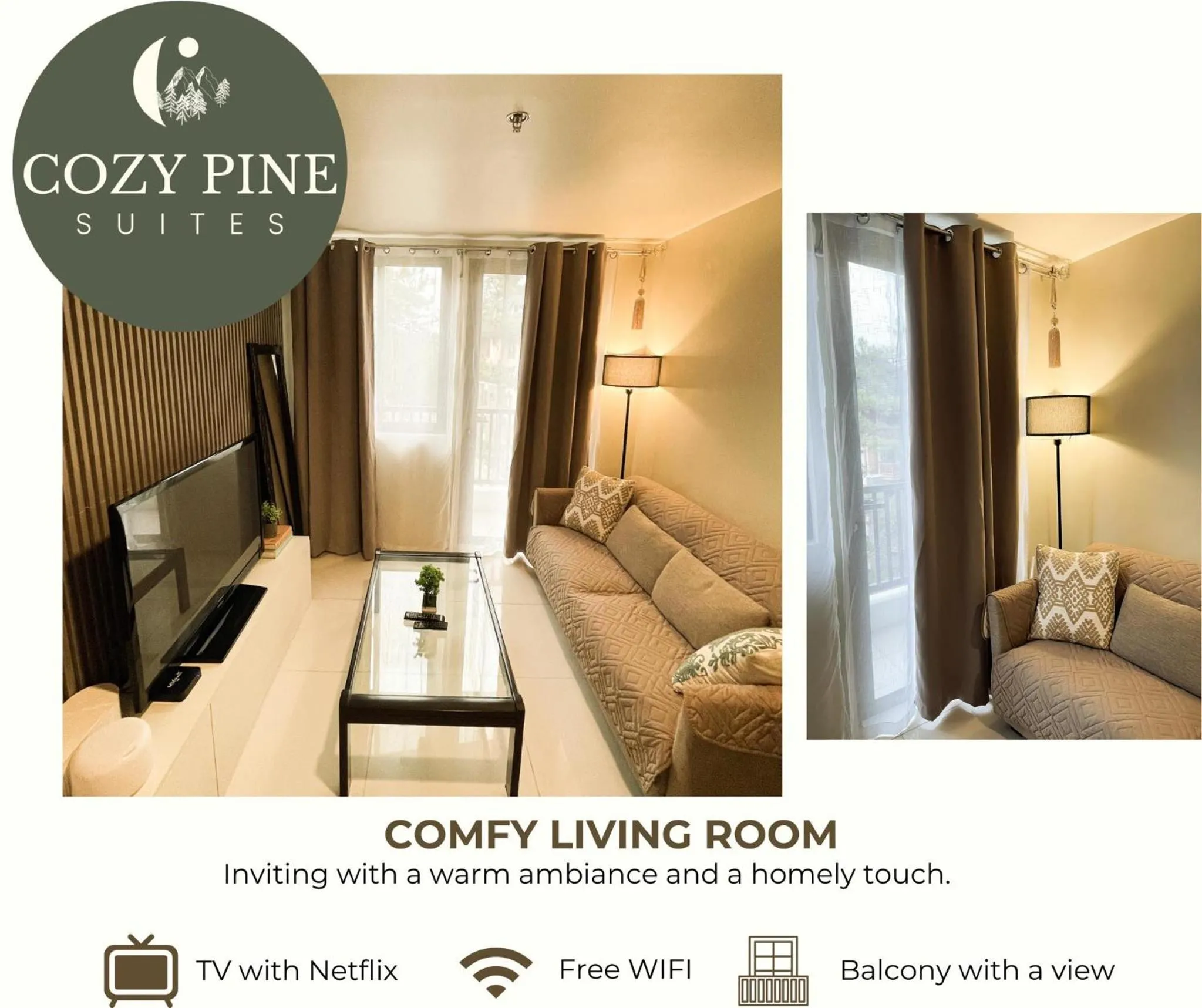 Living room, Bed in Cozy Pine Suites