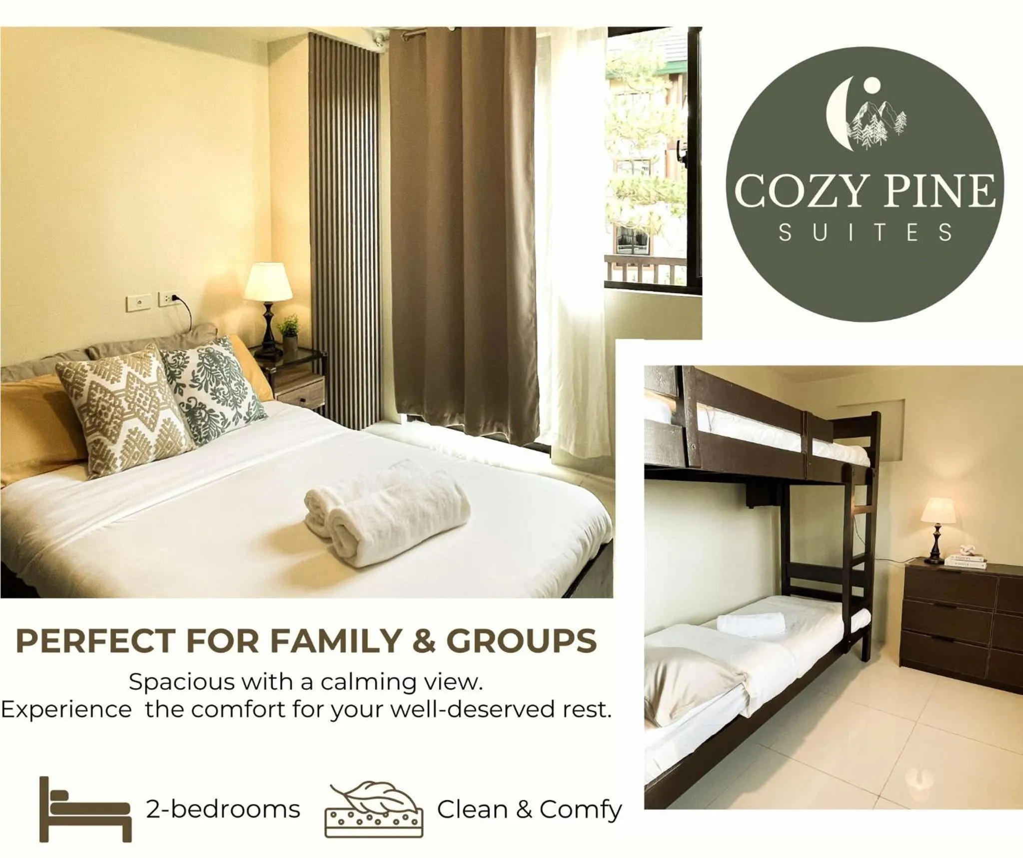 Property logo or sign, Bed in Cozy Pine Suites