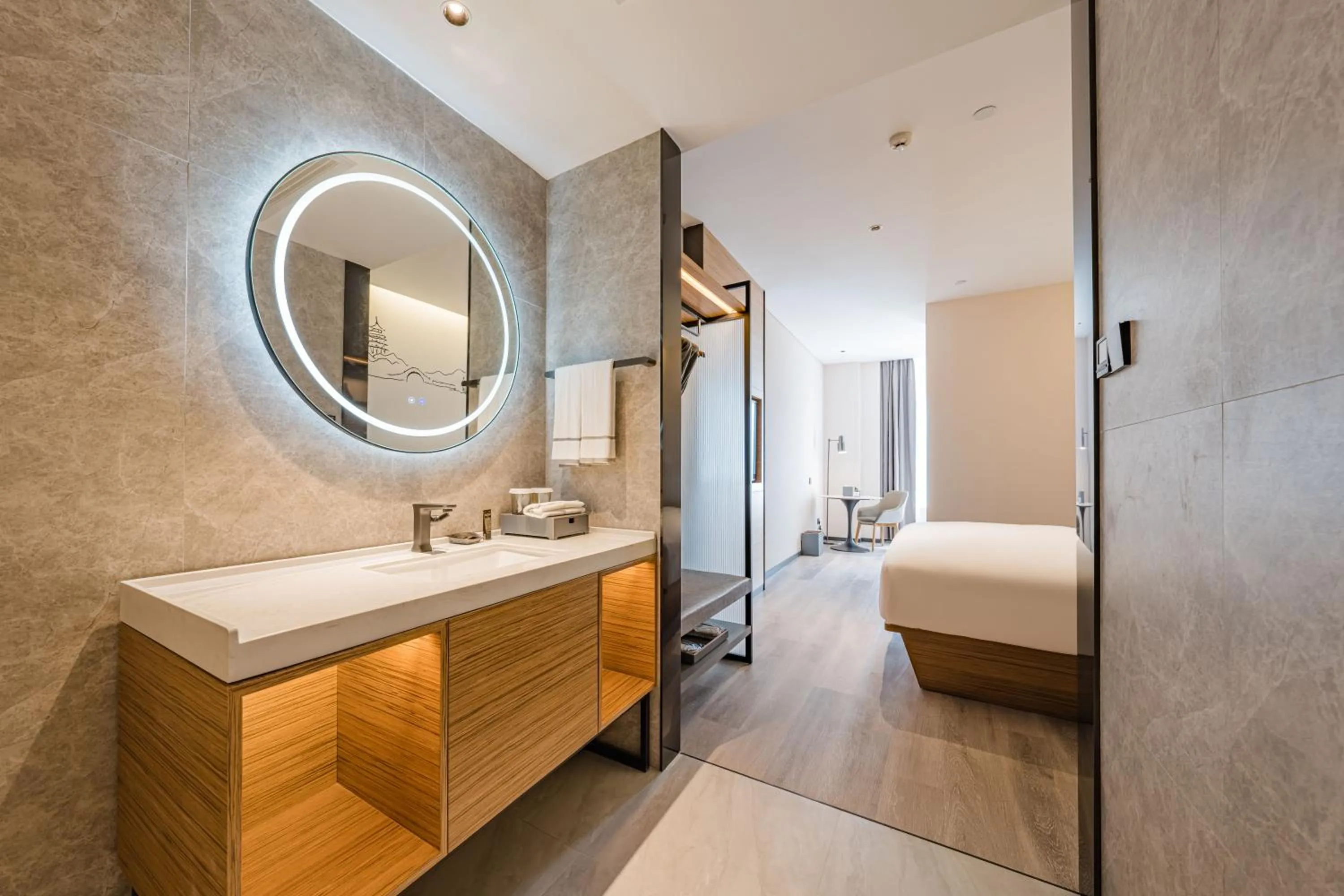 Photo of the whole room, Bed in UrCove by HYATT Hangzhou Riverside CBD