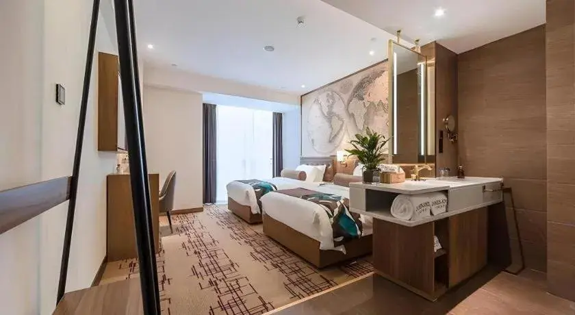 Bed in James Joyce Coffetel Zhengzhou Beilong Wetland Park Bed in James Joyce Coffetel Zhengzhou Beilong Wetland Park