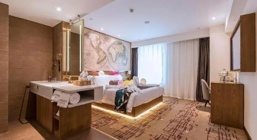 Bed in James Joyce Coffetel Zhengzhou Beilong Wetland Park Bed in James Joyce Coffetel Zhengzhou Beilong Wetland Park