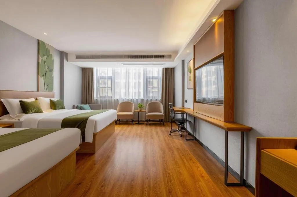 Bed in GreenTree Inn Express Fuzhou Le'an County Government Sijiu Square