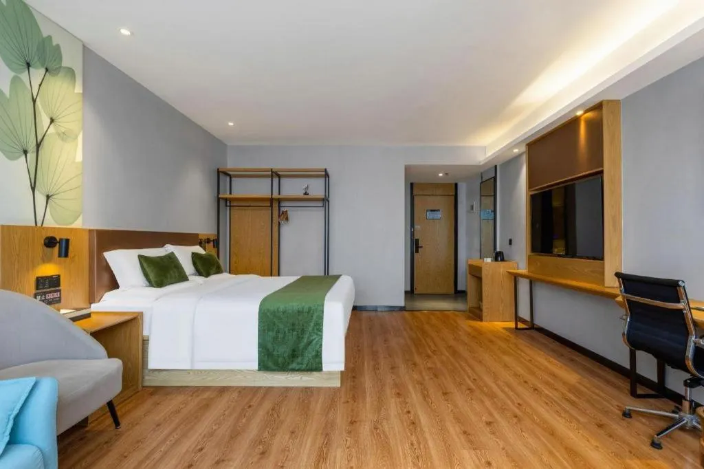 Bed in GreenTree Inn Express Fuzhou Le'an County Government Sijiu Square