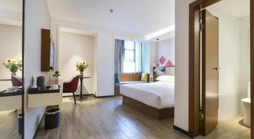 Bed in Borrman Hotel Guangzhou Southern Hospital Meihuayuan Metro Station Bed in Borrman Hotel Guangzhou Southern Hospital Meihuayuan Metro Station