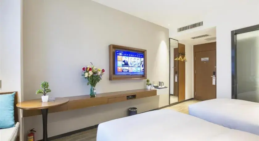 Bed in Borrman Hotel Guangzhou Southern Hospital Meihuayuan Metro Station Bed in Borrman Hotel Guangzhou Southern Hospital Meihuayuan Metro Station