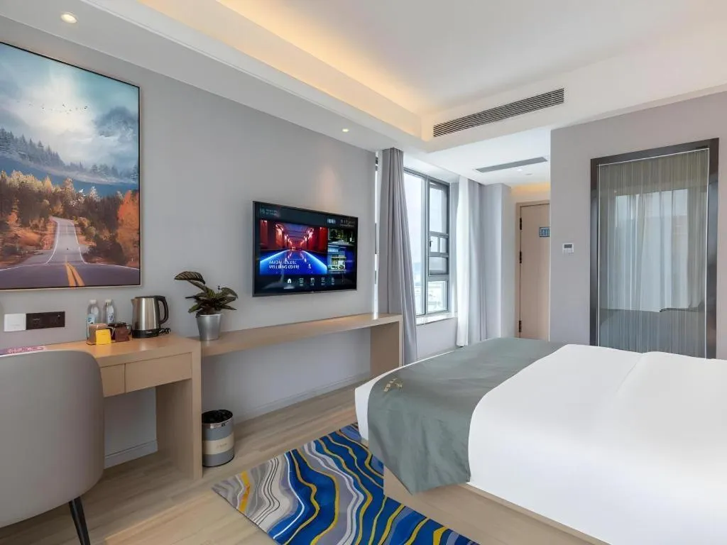 Bed in Gya Hotel Kunming Zijin Center Xiaodongcun Metro Station