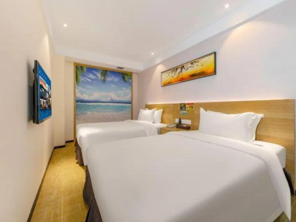 Bed in GreenTree Alliance Hotel Shenzhen Yantian District Dameisha