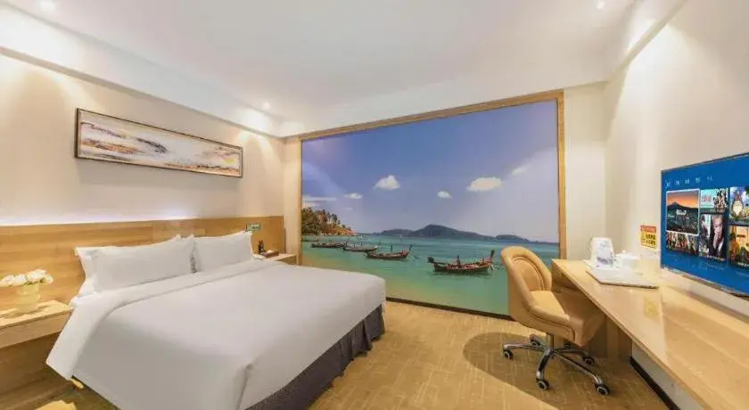 Bed in GreenTree Alliance Hotel Shenzhen Yantian District Dameisha Bed in GreenTree Alliance Hotel Shenzhen Yantian District Dameisha