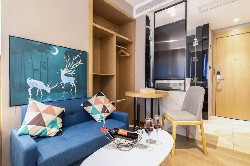 Bed in Echarm Hotel Guangzhou Gangding Huashi Metro Station