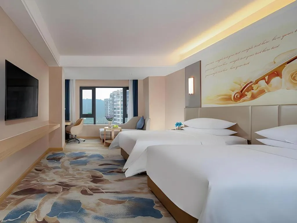 Bed in Vienna Hotel Chengdu Xinjin Old Pier Liujianian Metro Station