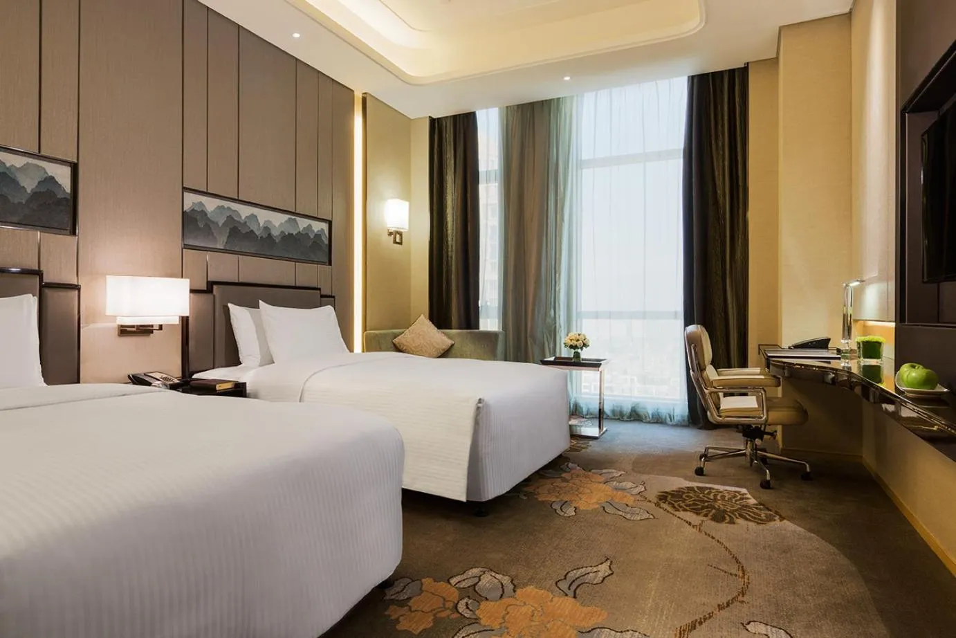 Photo of the whole room, Bed in Wanda Realm Longyan