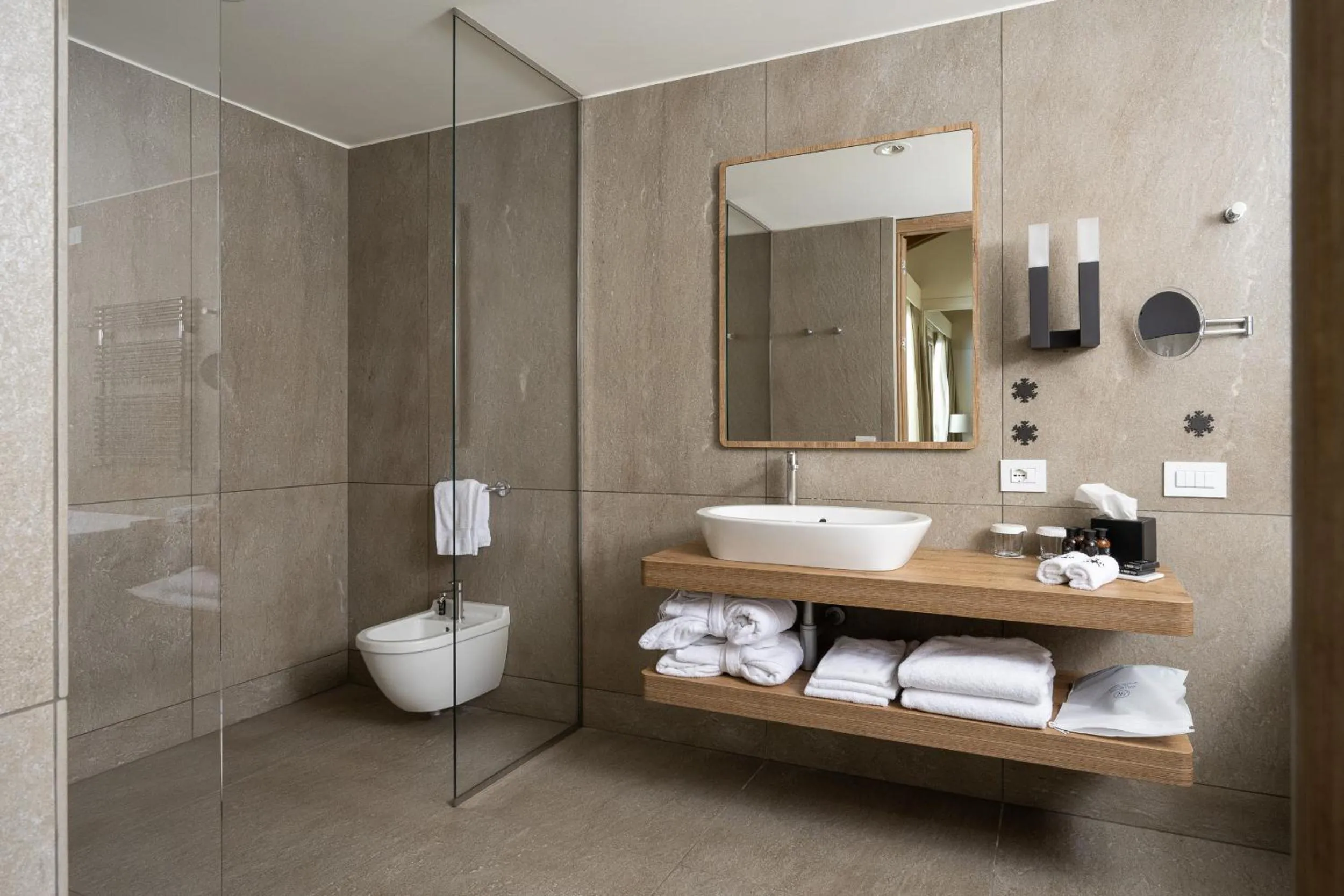 Shower in Grand Hotel Courmayeur Mont Blanc, by R Collection Hotels