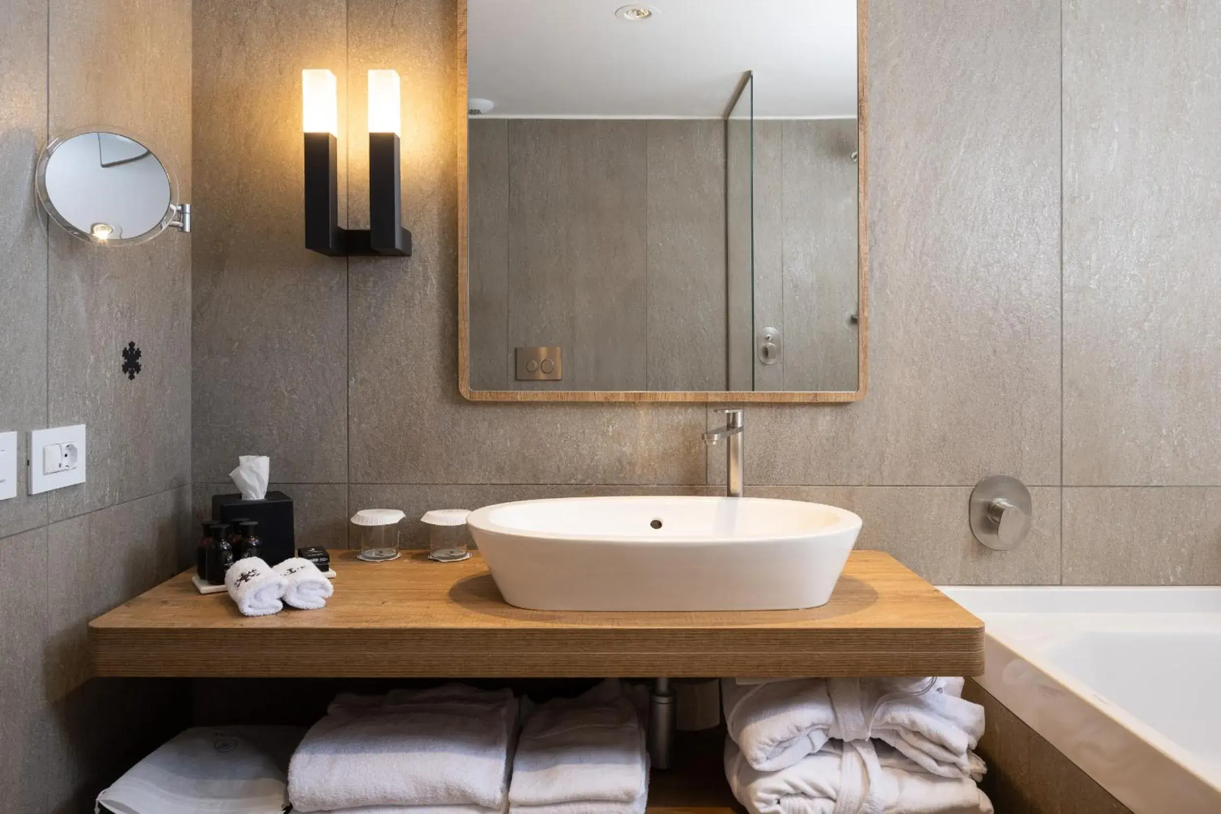 Bathroom in Grand Hotel Courmayeur Mont Blanc, by R Collection Hotels Bathroom in Grand Hotel Courmayeur Mont Blanc, by R Collection Hotels