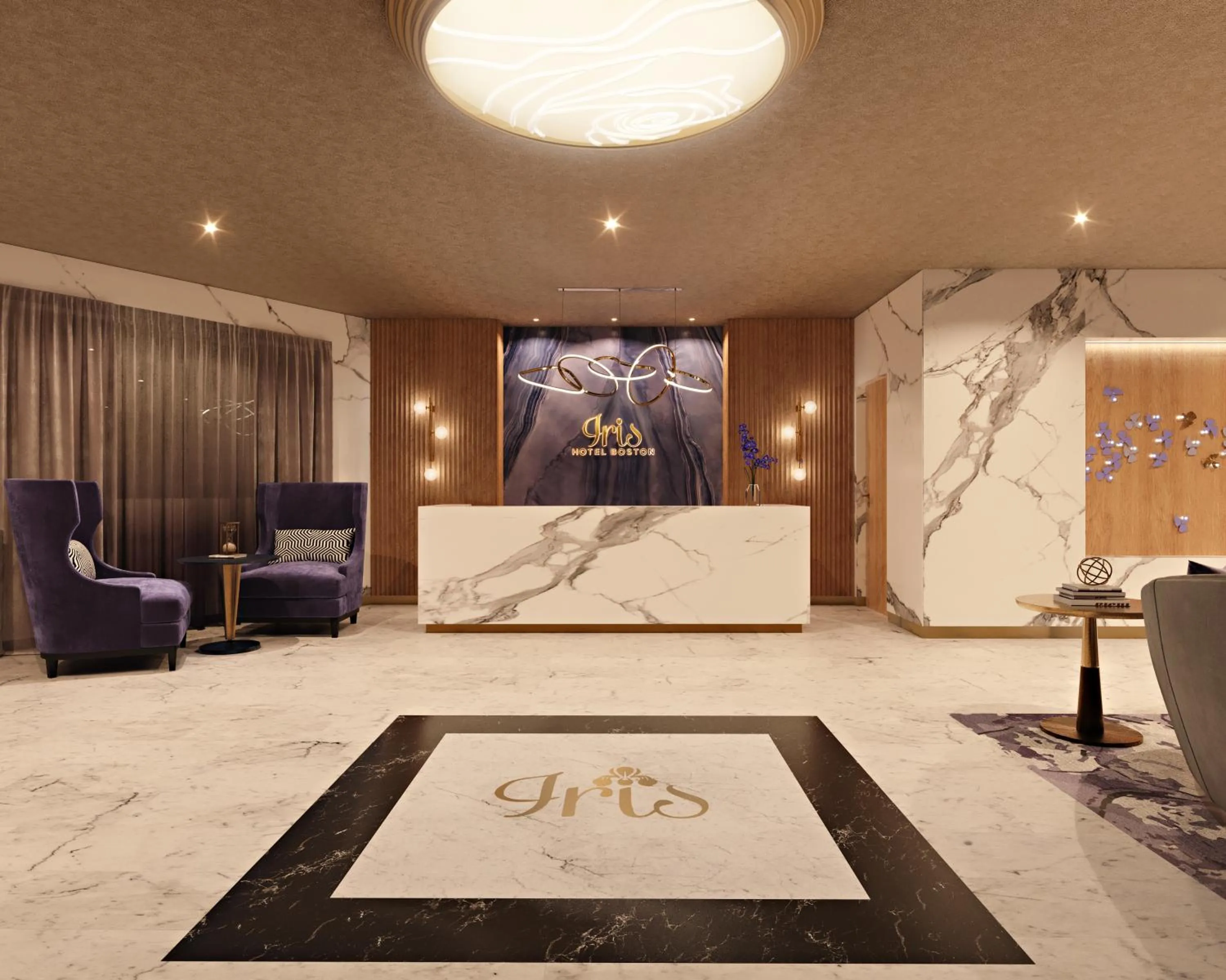 Lobby or reception, Bed in Iris Hotel Boston