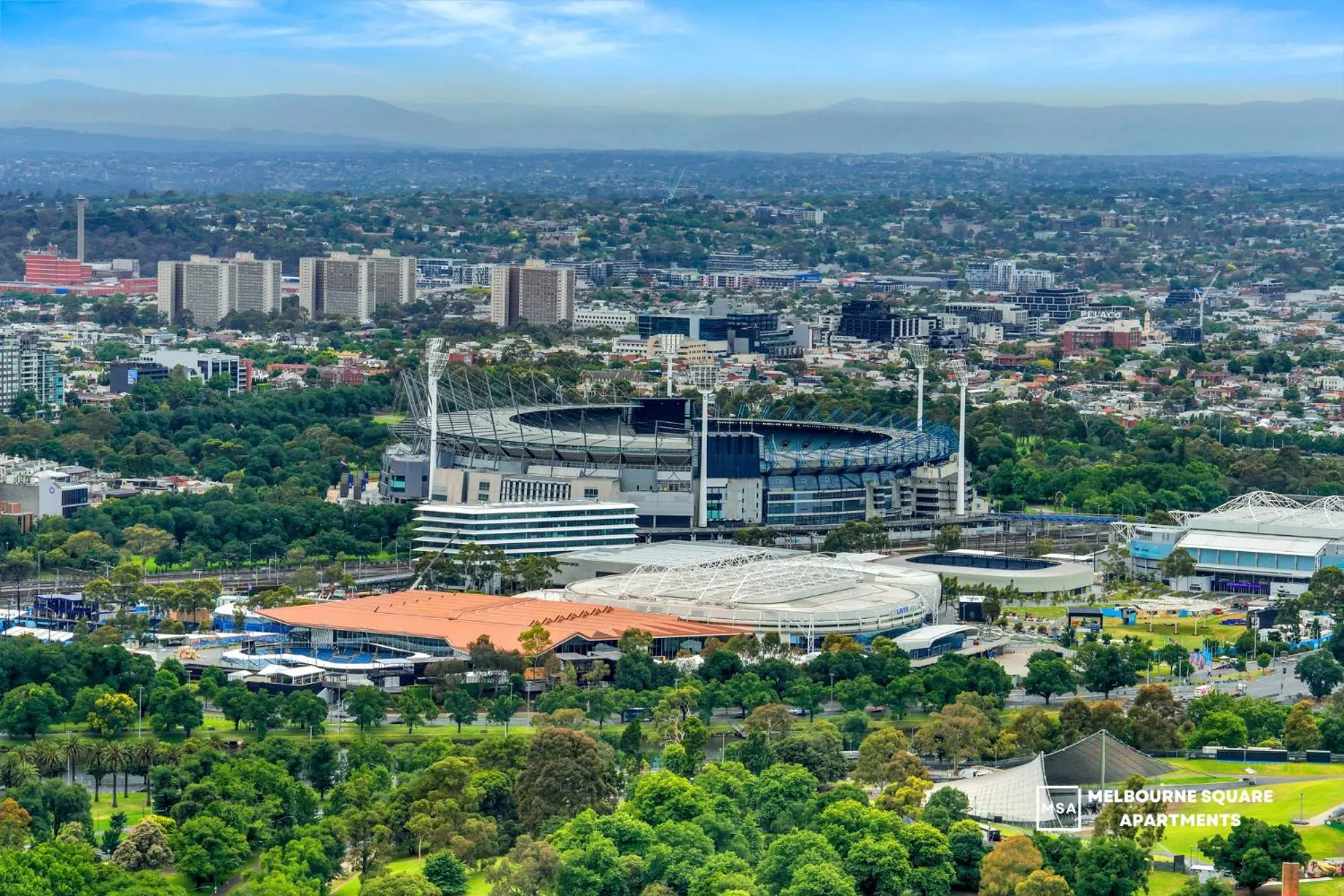 City view in Melbourne Square Apartments