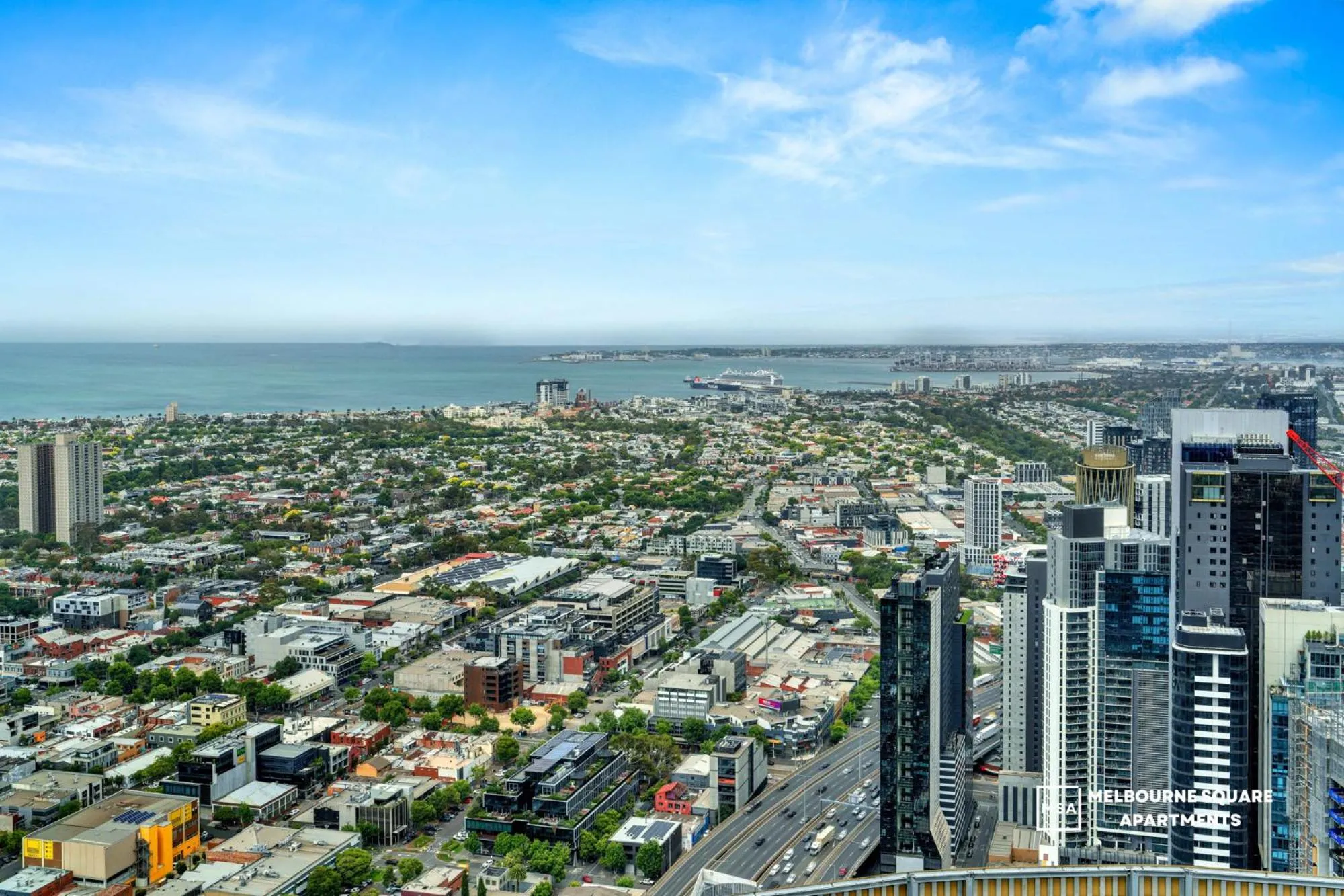 City view in Melbourne Square Apartments