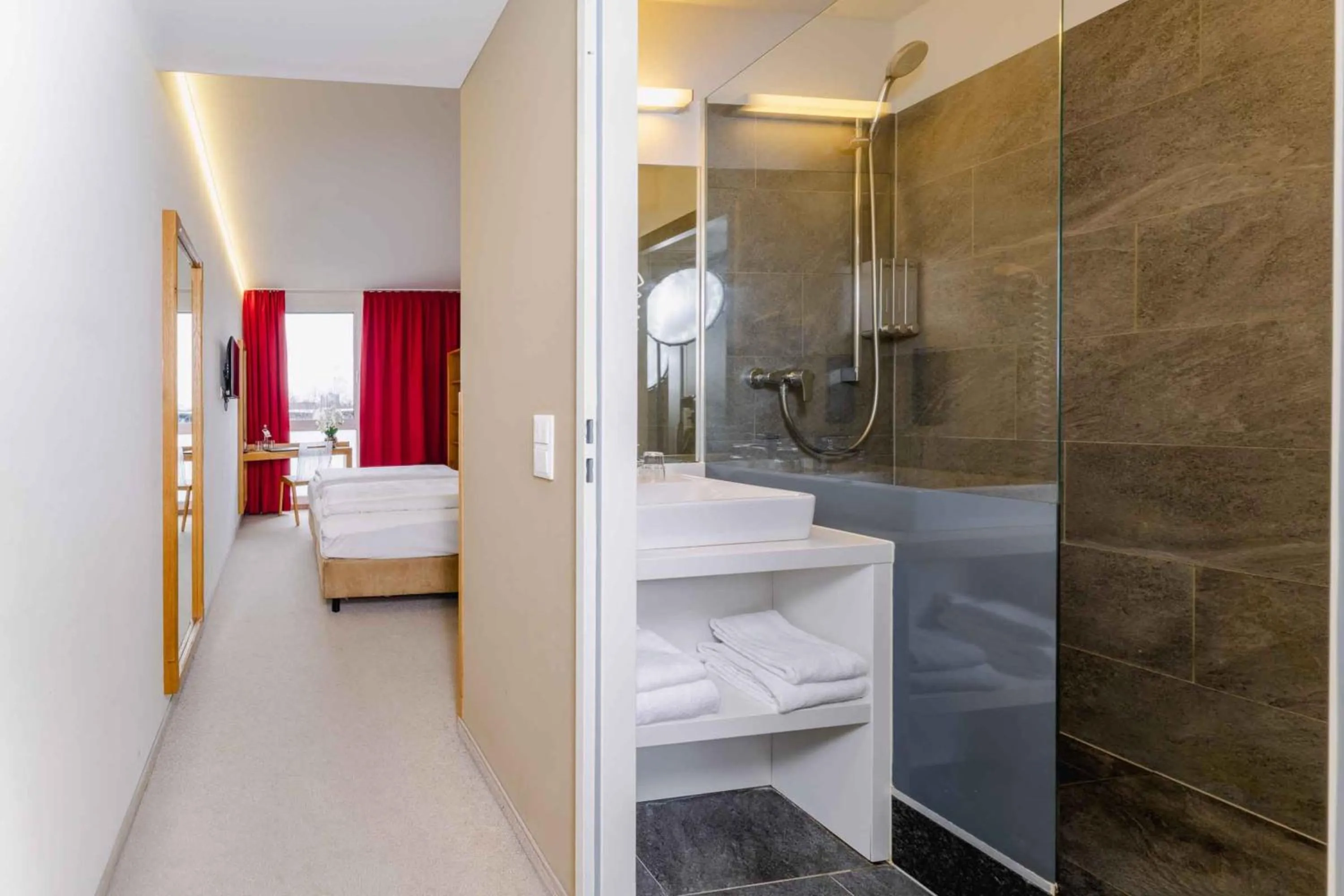 Bathroom, Bed in PLAZA INN Dachau - München