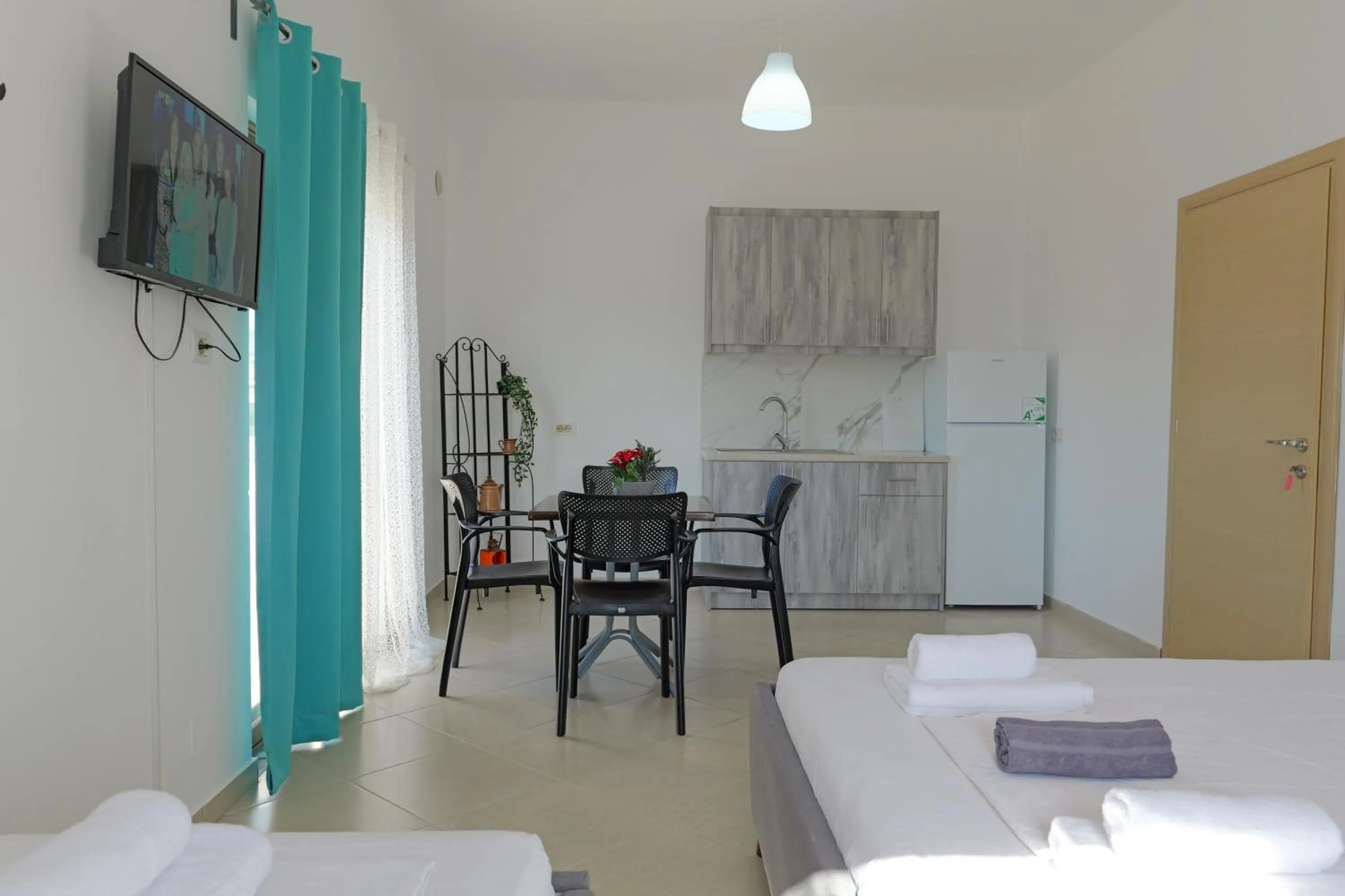 Dining area, Bed in Central Garden Sofia 1- Free Parking