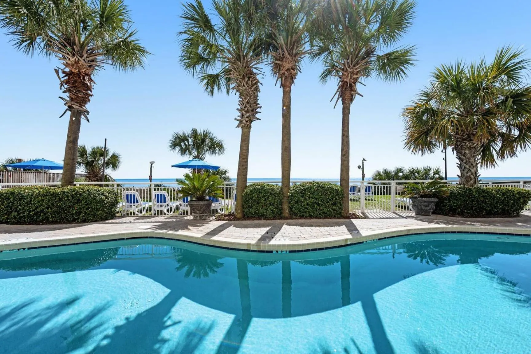 Pool view in Camelot By The Sea - Blue Palmetto Vacation Rentals
