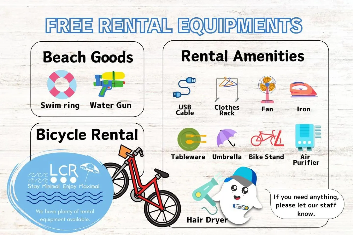 Area and facilities in LOW COST RESORT MANZA BEACH （旧：北海荘）