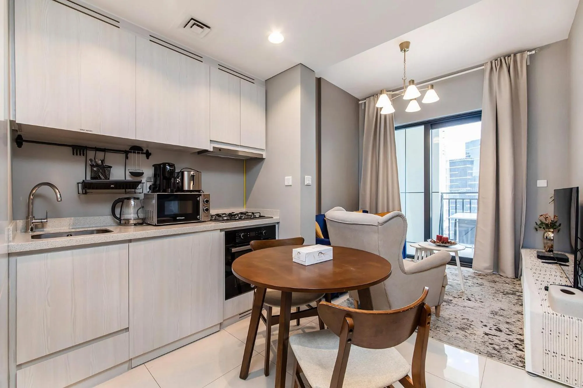 Kitchen or kitchenette in Zada Tower 1BR with amazing Dubai Canal view