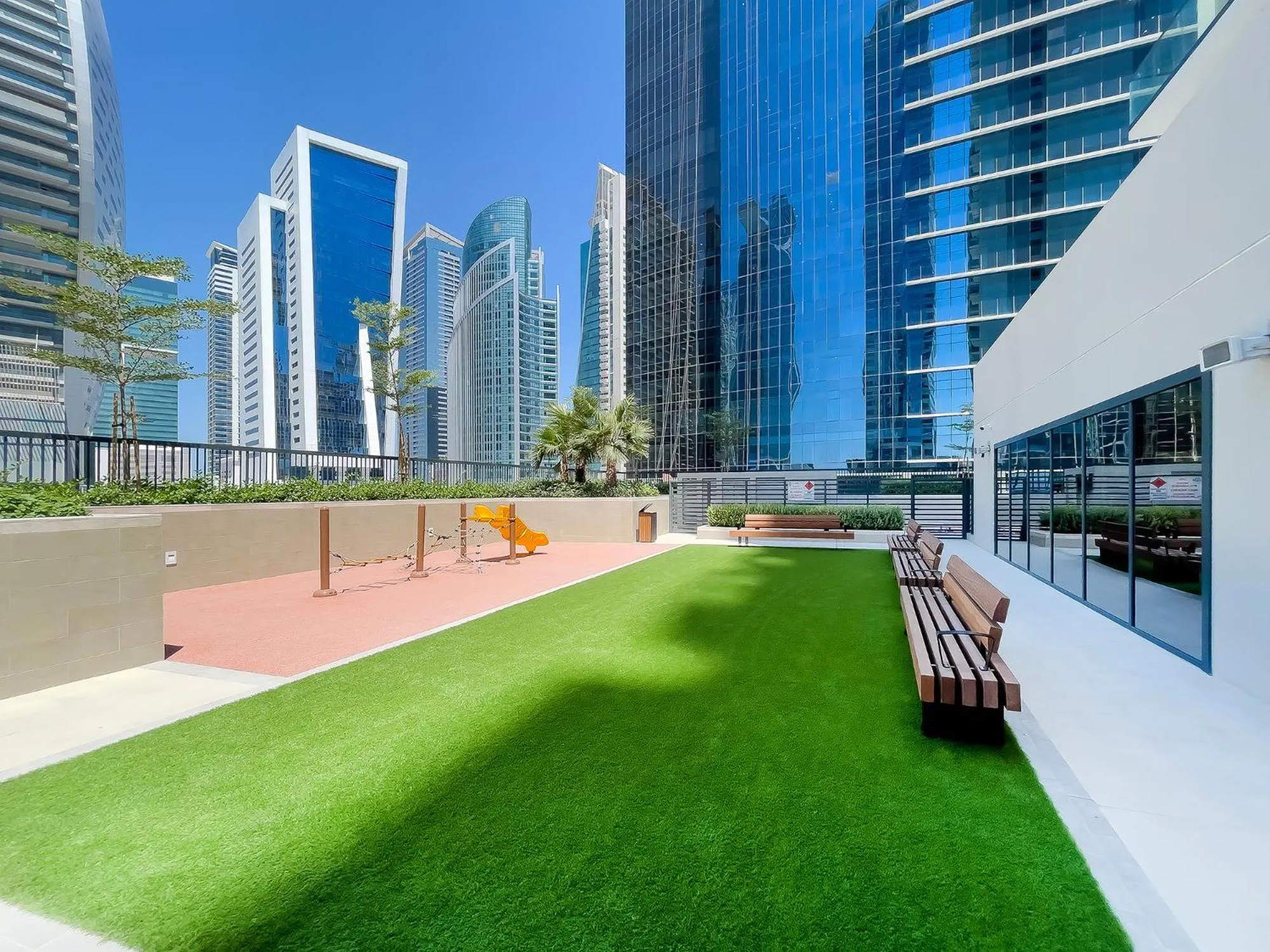 Children play ground in Zada Tower 1BR with amazing Dubai Canal view
