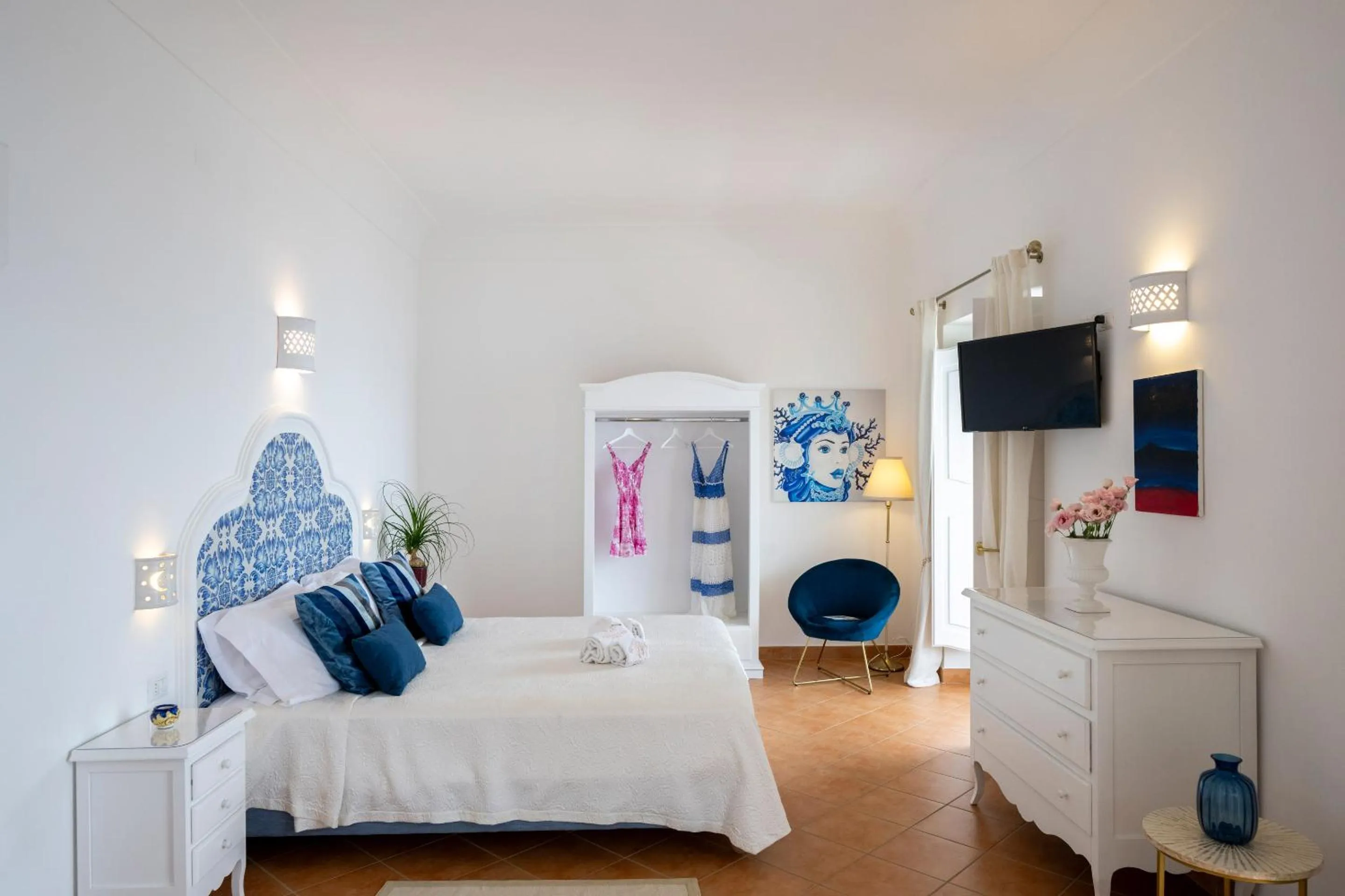 Bedroom, Bed in Villa Santa Chiara Positano Suites