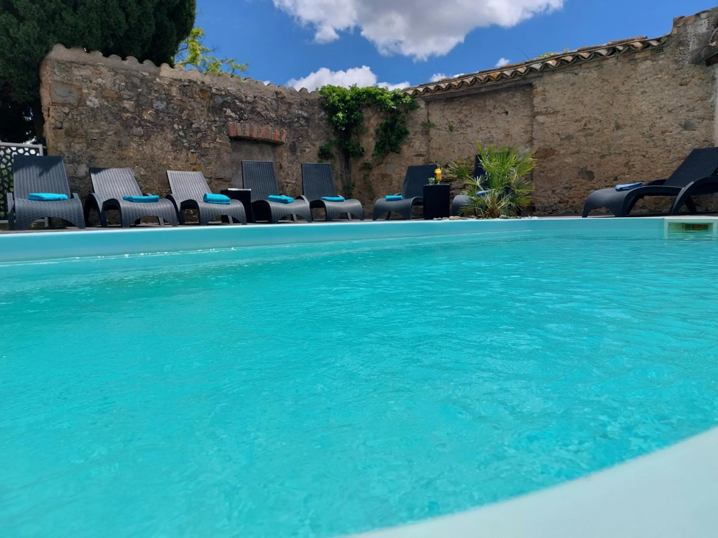 Swimming pool in Hôtel Restaurant L'Art des Mets by Côté Jardin