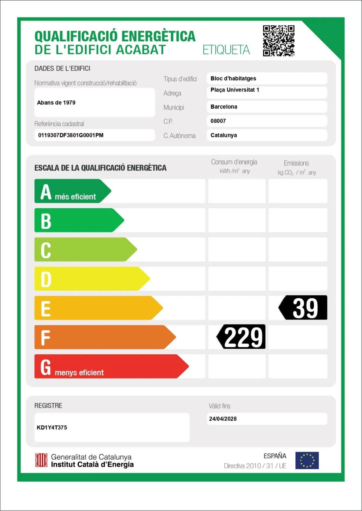 Certificate/Award in Enjoybcn Miro Apartments