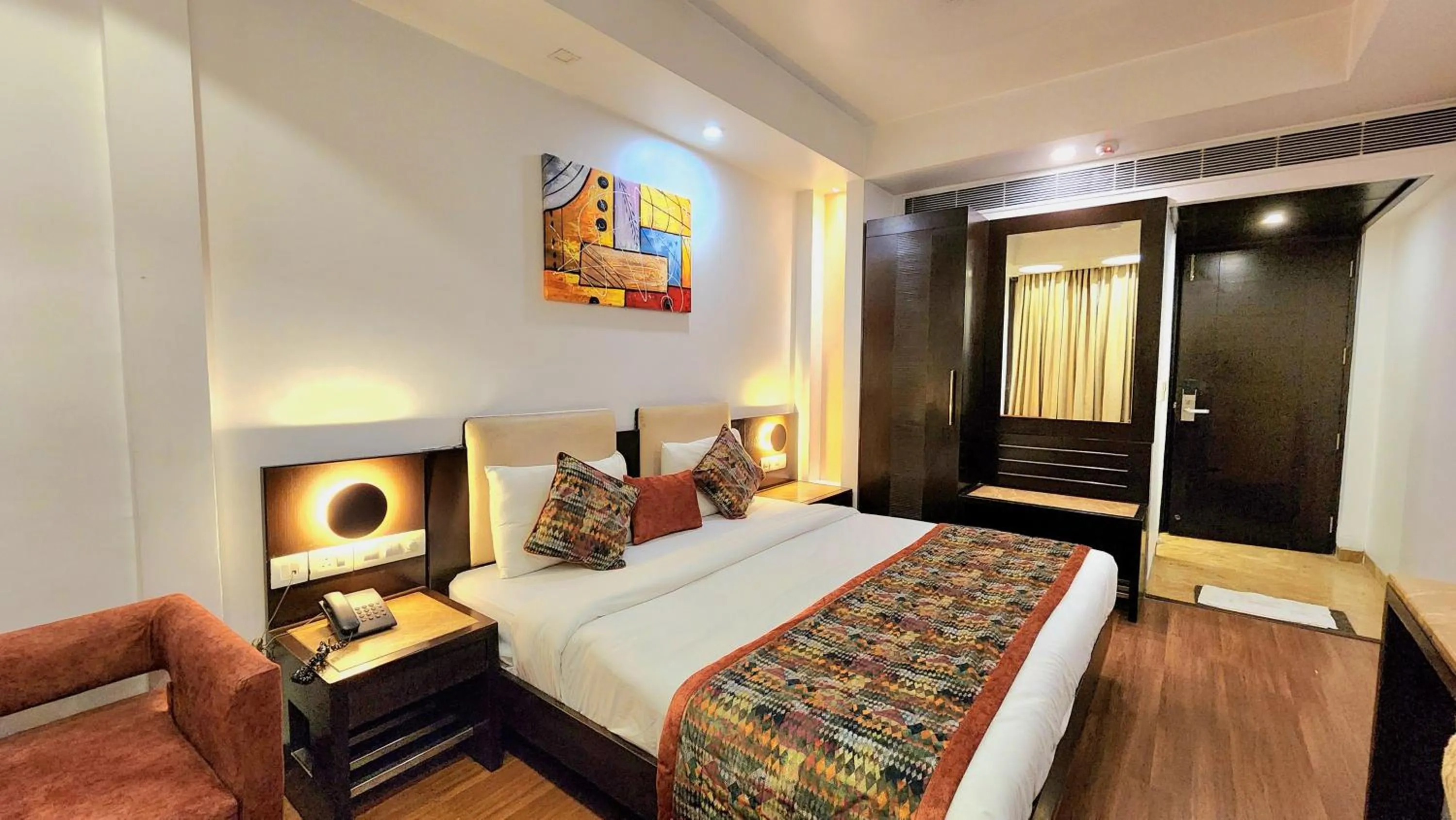 Bedroom, Bed in Hotel The Prime Balaji Deluxe, City Centre, With Free Airport Pickup