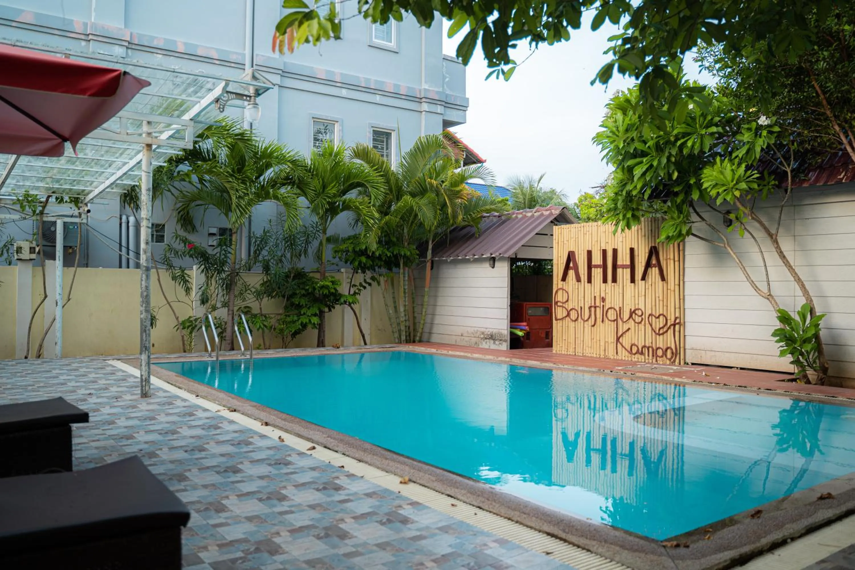 Pool view in AHHA Boutique Kampot