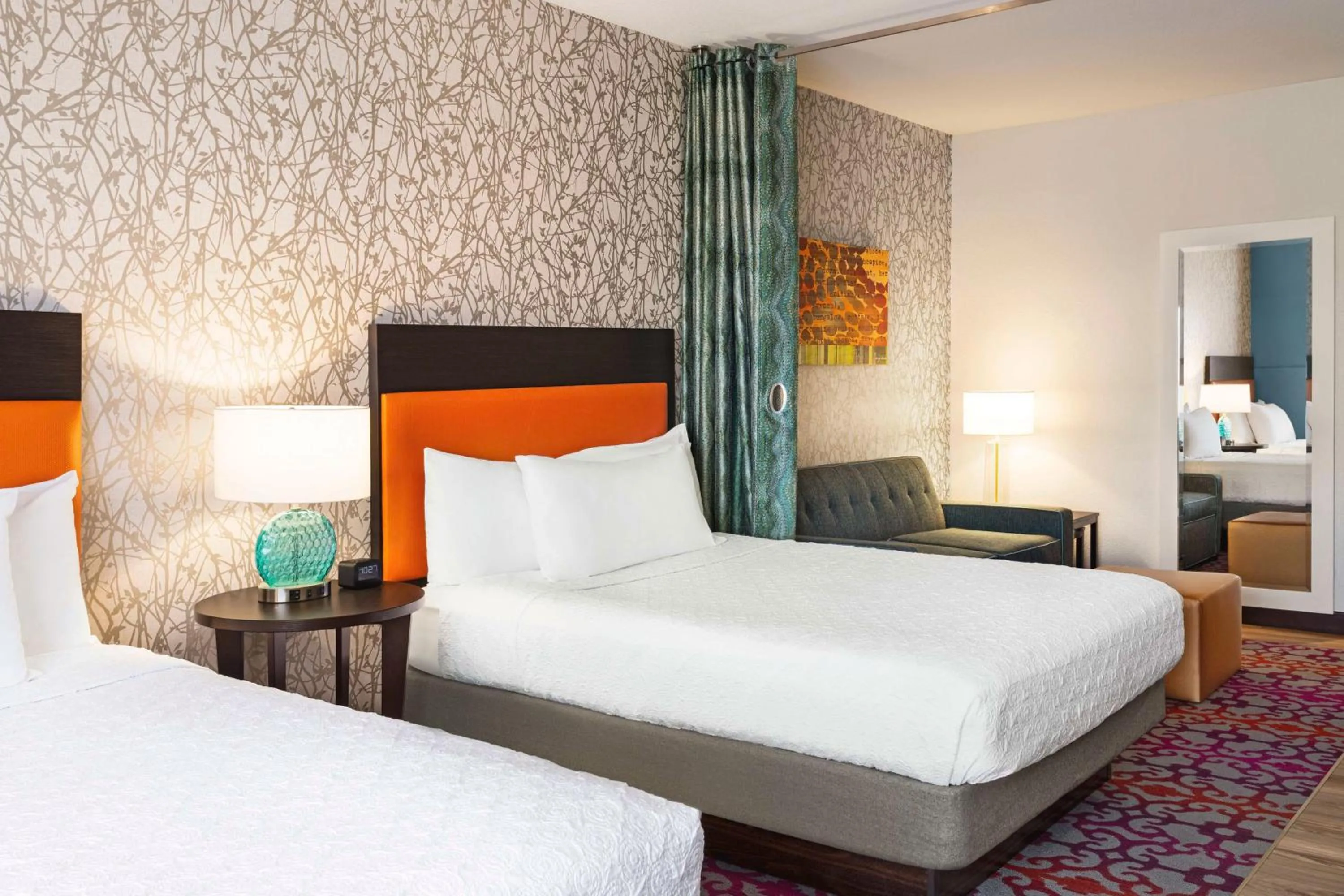 Living room, Bed in Home2 Suites by Hilton Albuquerque Downtown/University