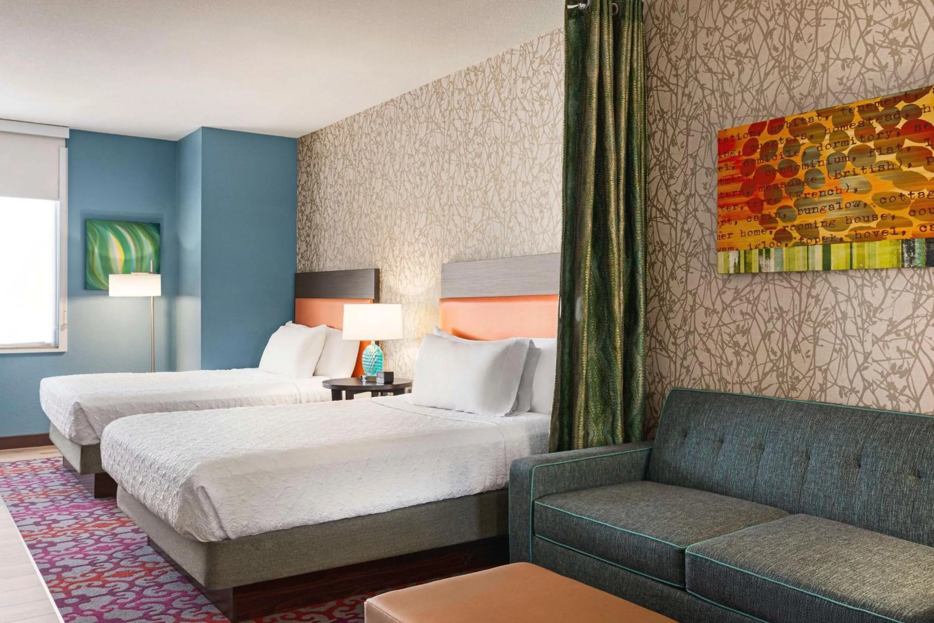 Living room, Bed in Home2 Suites by Hilton Albuquerque Downtown/University