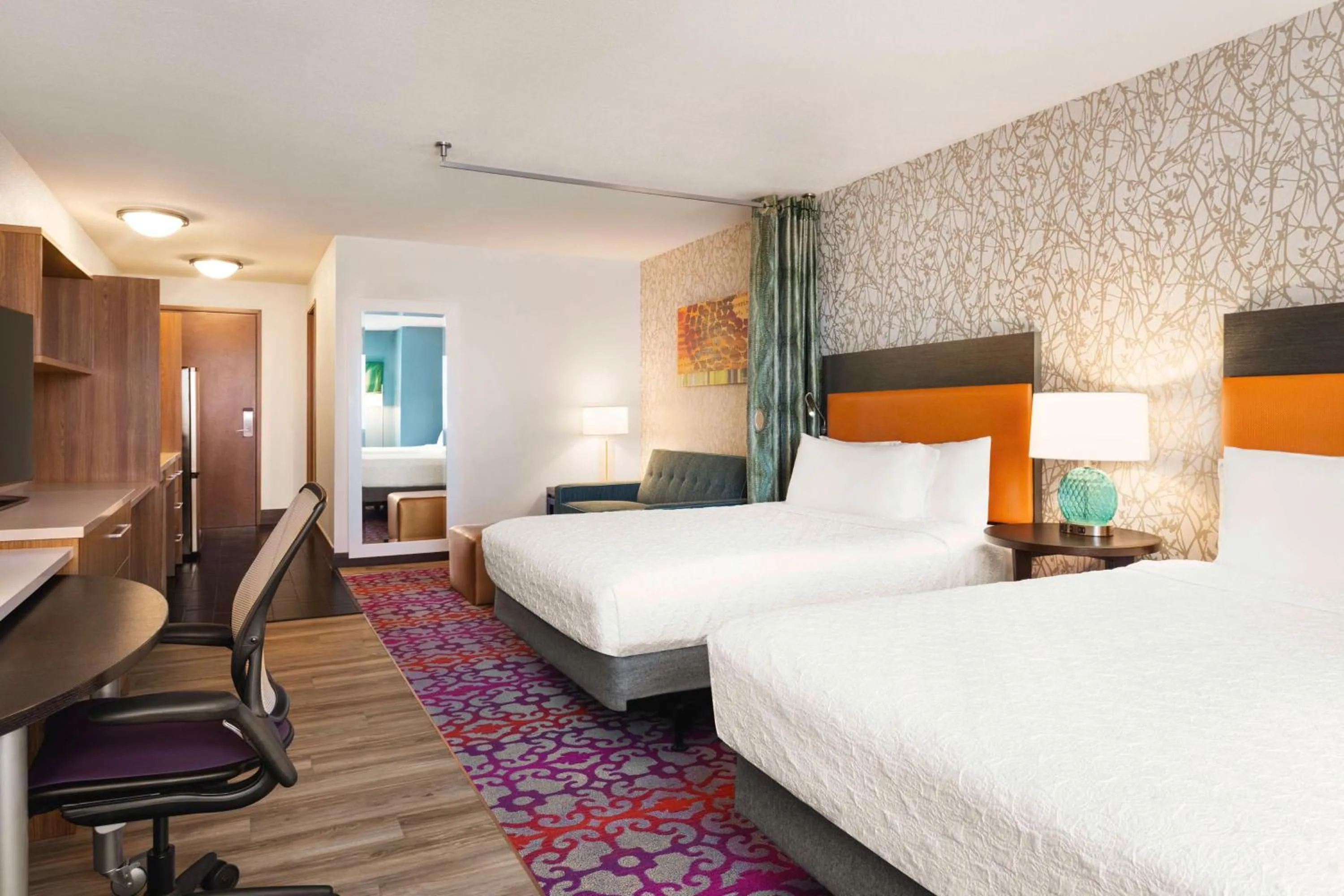 Living room, Bed in Home2 Suites by Hilton Albuquerque Downtown/University